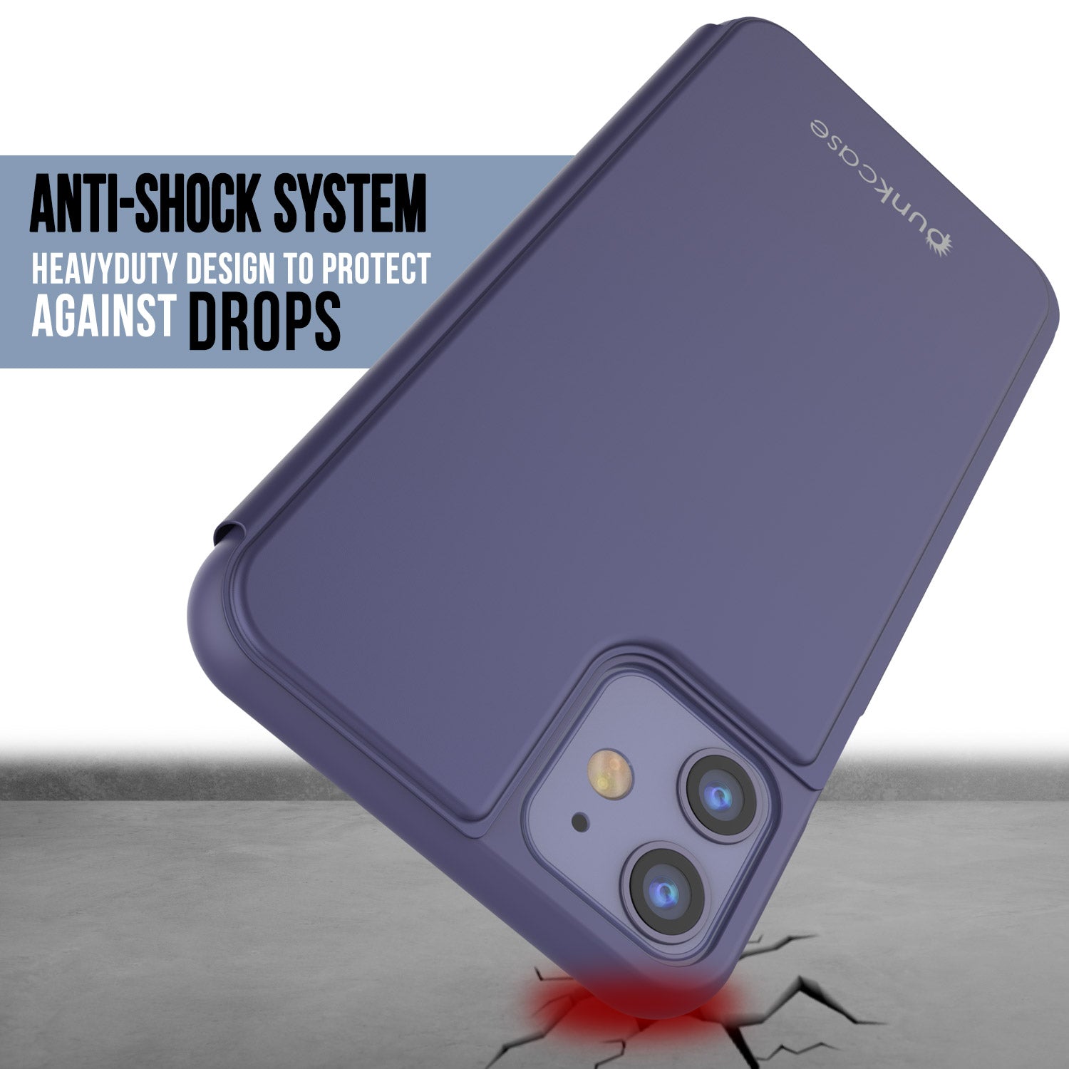 Punkcase iPhone 11 Reflector Case Protective Flip Cover [Purple]