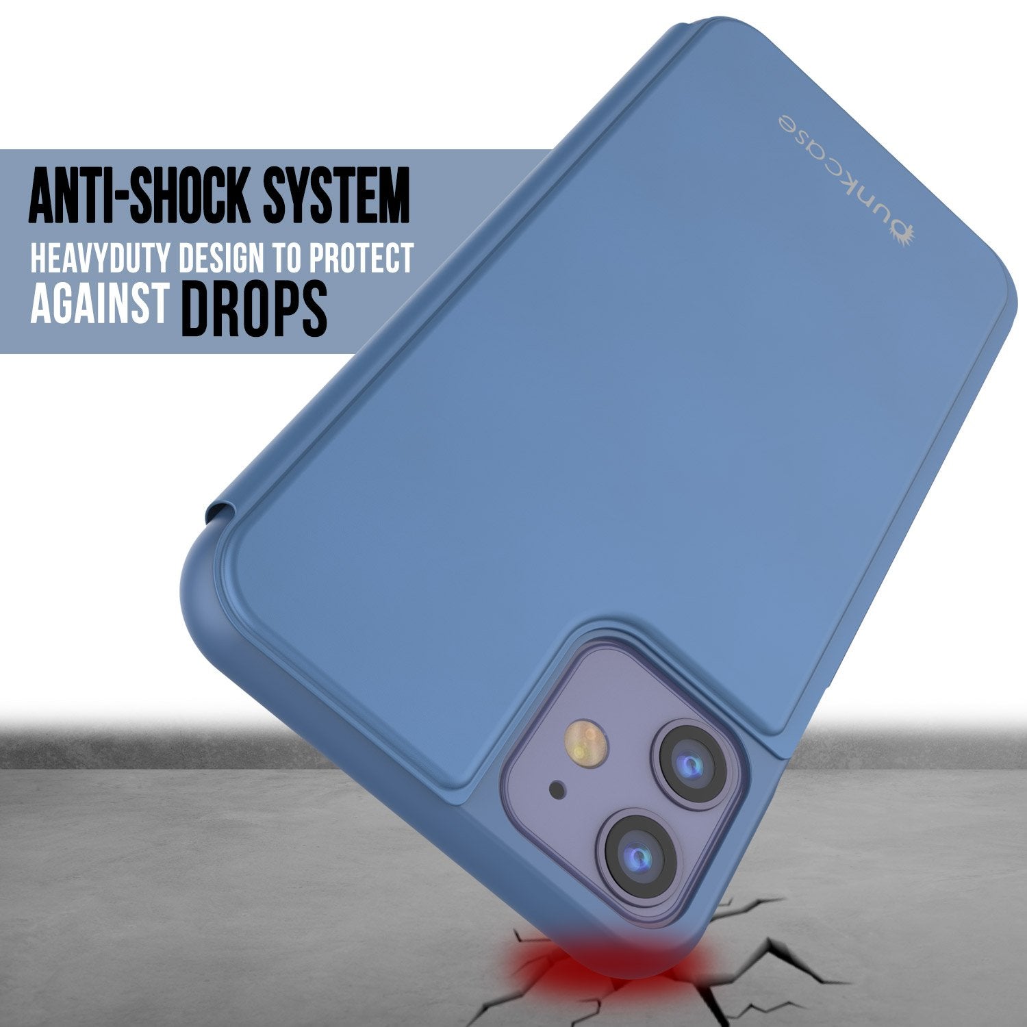 Punkcase iPhone 11 Pro Max Reflector Case Protective Flip Cover [Blue]