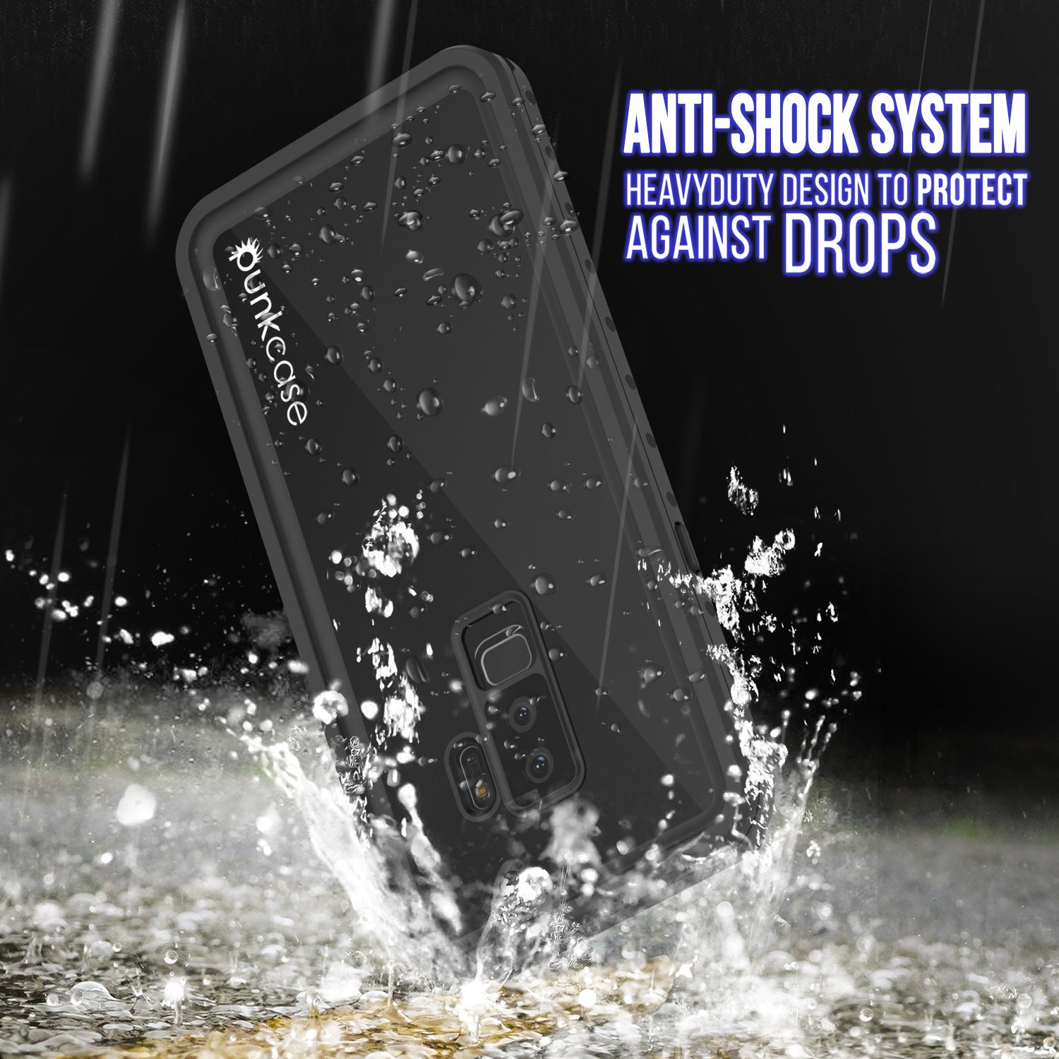 Galaxy S9 Plus Waterproof Case PunkCase StudStar Black Thin 6.6ft Underwater IP68 Shock/Snow Proof