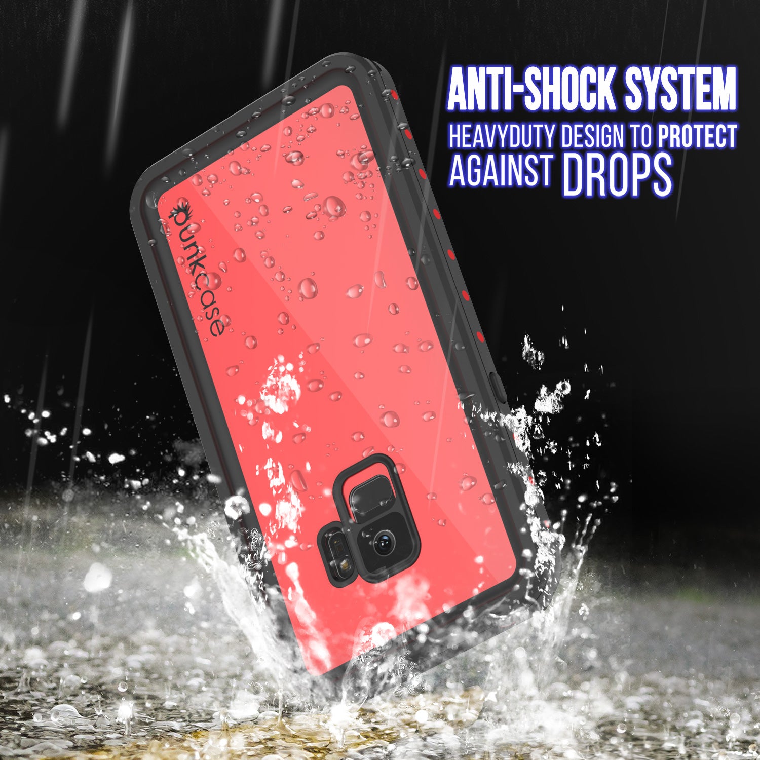 Galaxy S9 Waterproof Case PunkCase StudStar Red Thin 6.6ft Underwater IP68 Shock/Snow Proof
