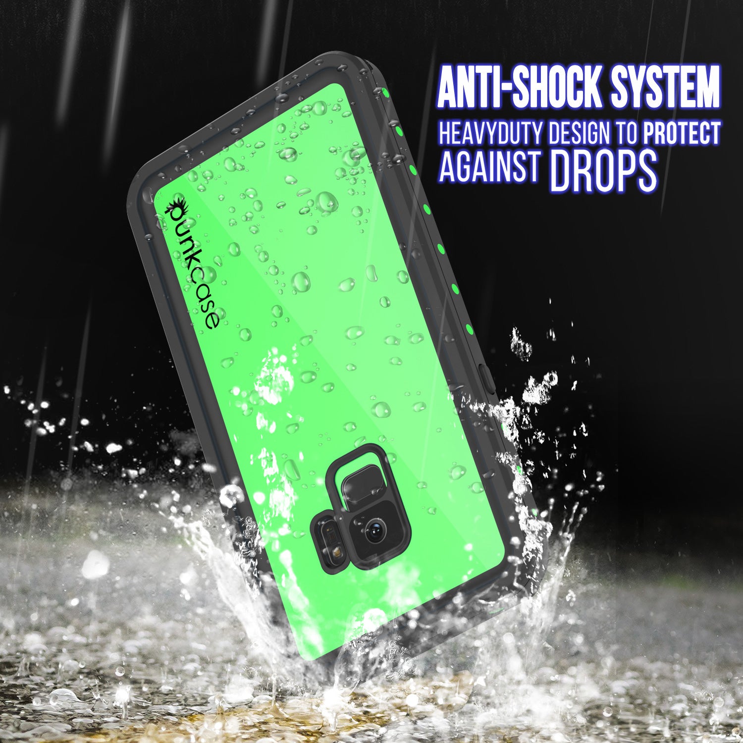 Galaxy S9 Waterproof Case PunkCase StudStar Light Green Thin 6.6ft Underwater IP68 ShockProof