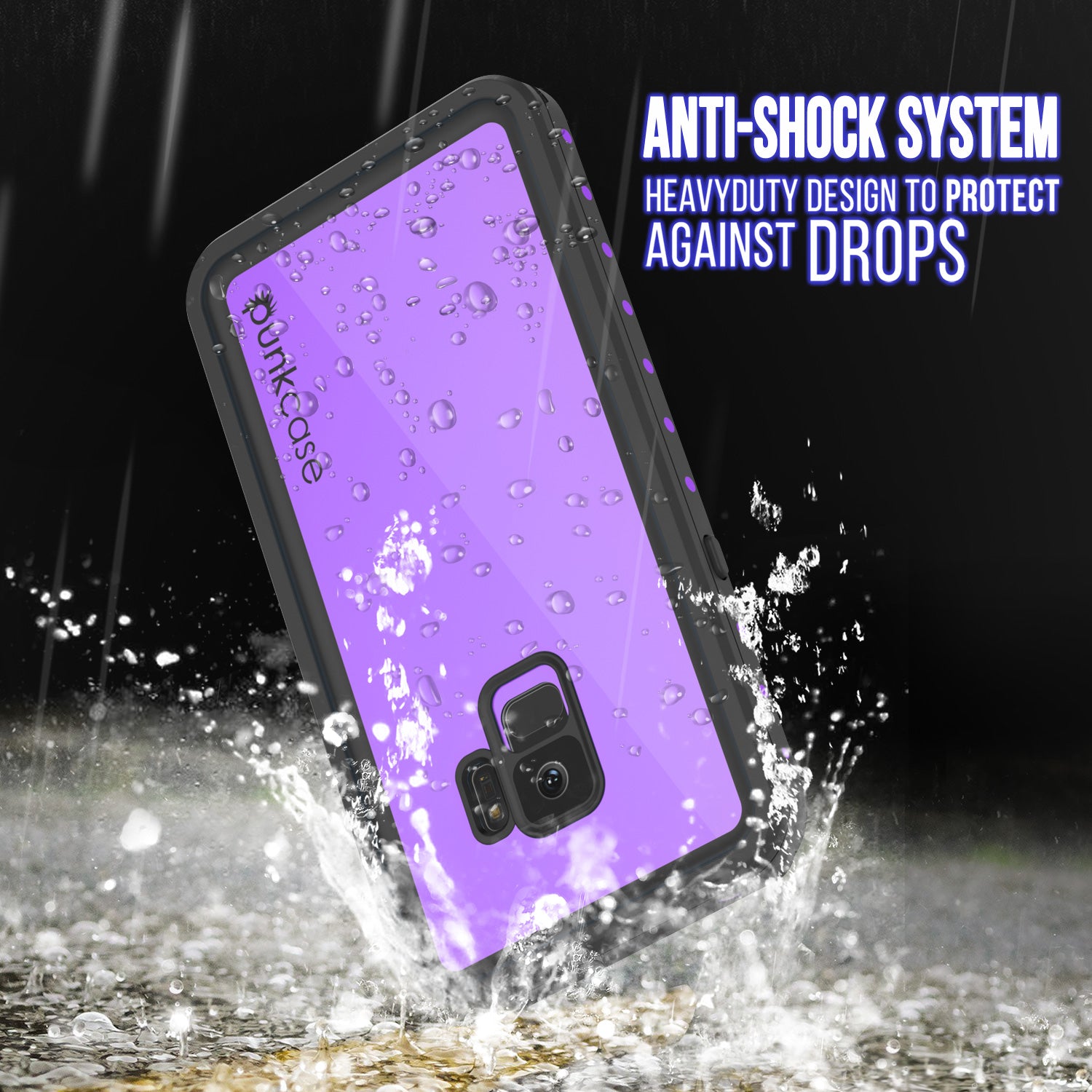 Galaxy S9 Waterproof Case PunkCase StudStar Purple Thin 6.6ft Underwater IP68 Shock/Snow Proof