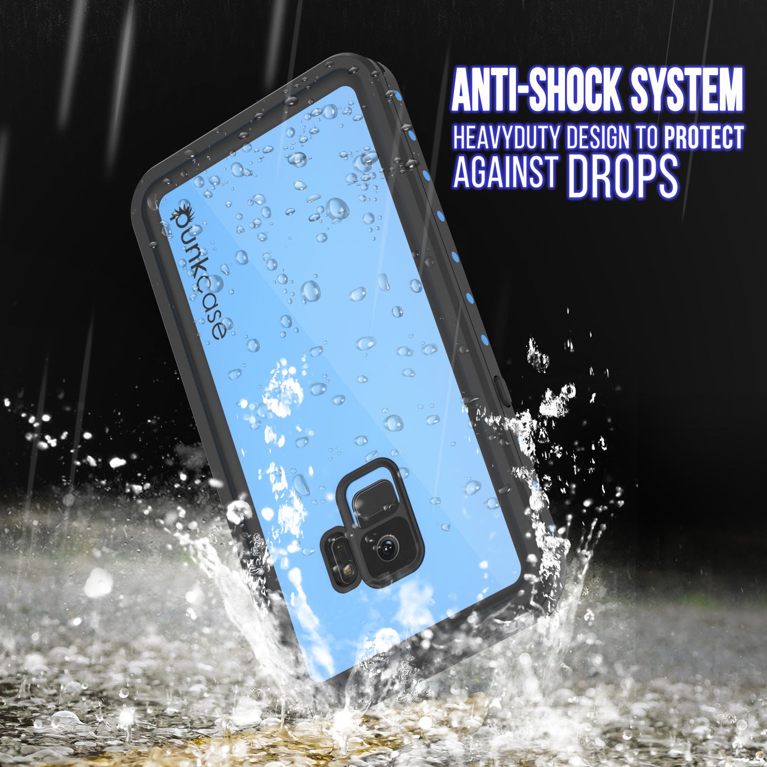 Galaxy S9 Waterproof Case PunkCase StudStar Light Blue Thin 6.6ft Underwater IP68 ShockProof