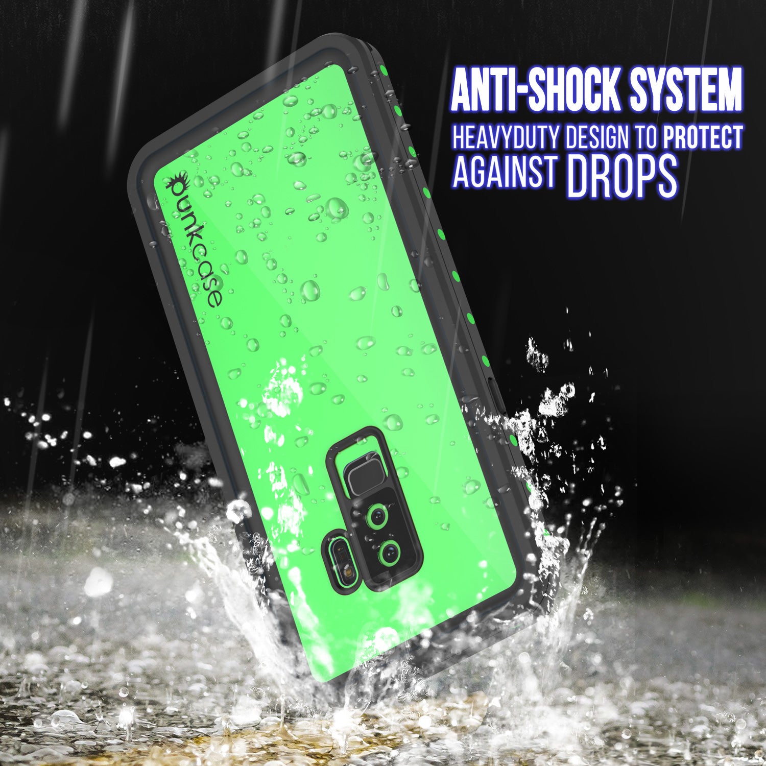 Galaxy S9 Plus Waterproof Case PunkCase StudStar Light Green Thin 6.6ft Underwater IP68 ShockProof