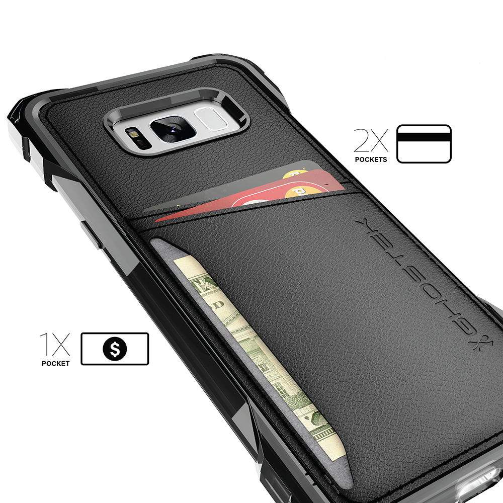 Galaxy S8+ Plus Wallet Case, Ghostek® Exec Red Series | Slim Armor Hybrid Impact Bumper | TPU PU Leather Credit Card Slot Holder Sleeve Cover