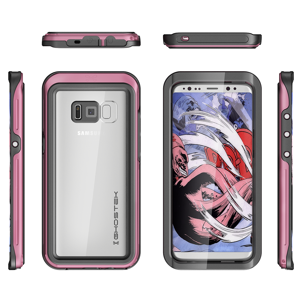 Galaxy S8 Plus Waterproof Case, Ghostek Atomic 3 Pink Series | Underwater | Adventure Ready | Ultra Fit | Swimming