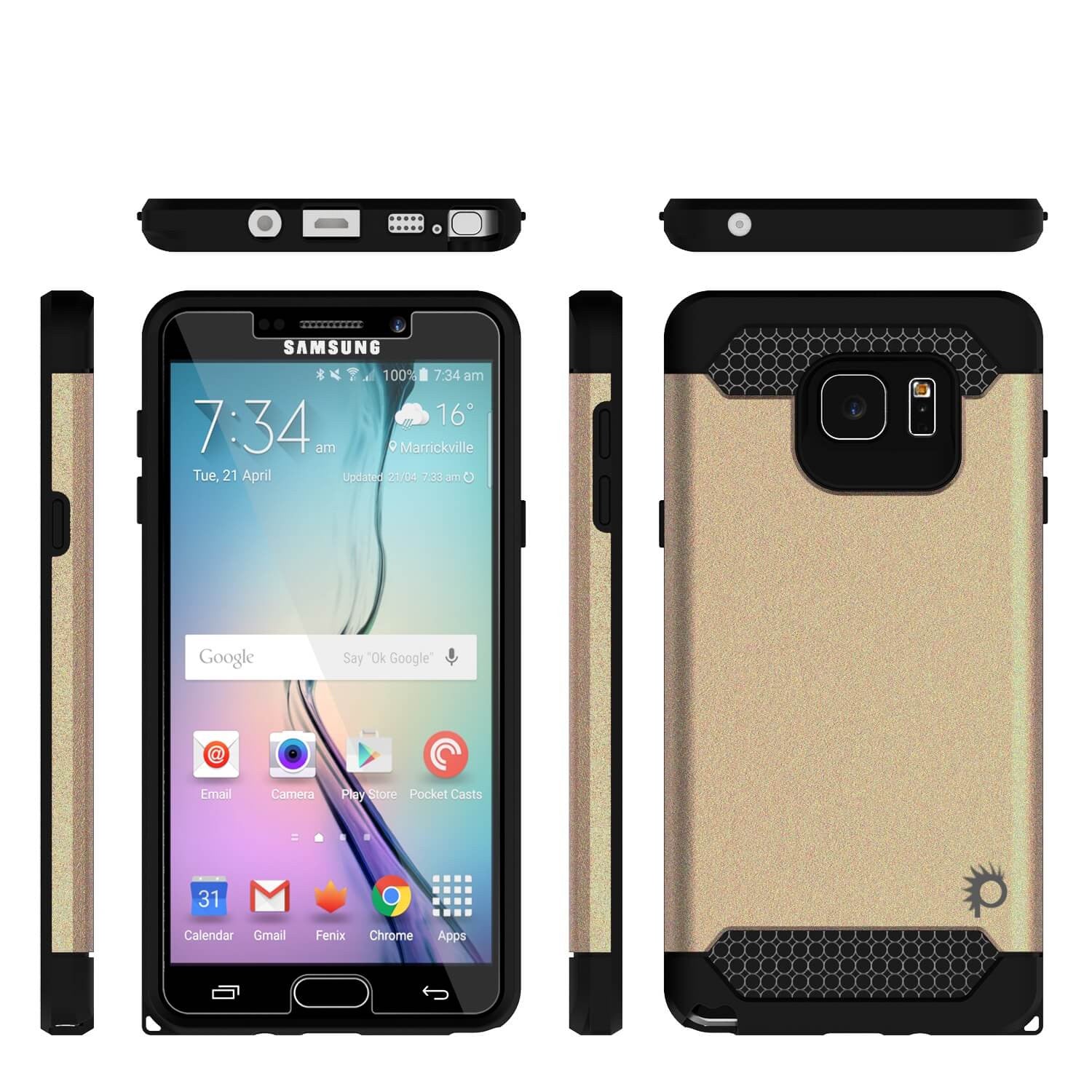 Galaxy Note 5 Case PunkCase Galactic Gold Series  Slim Armor Soft Cover Case w/ Tempered Glass