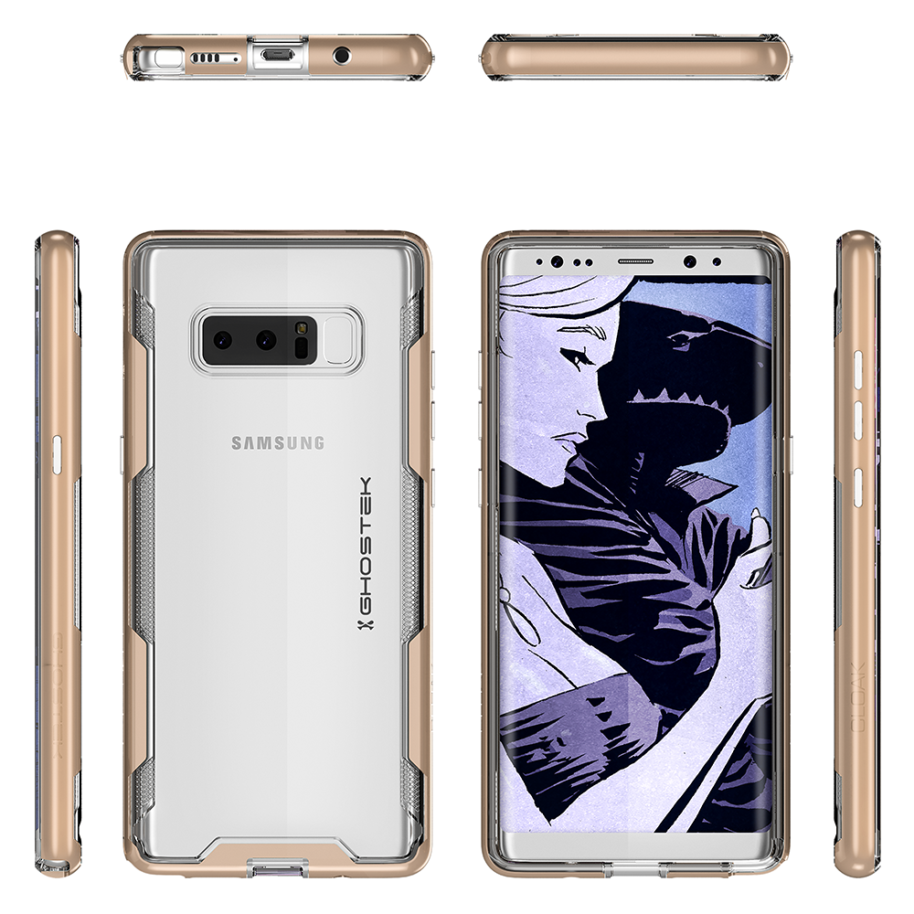 Galaxy Note 8 Case, Ghostek Cloak 3 Galaxy Note 8 Clear Transparent Bumper Case Note8 2017 | GOLD