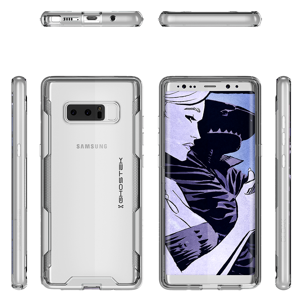 Galaxy Note 8 Case, Ghostek Cloak 3 Galaxy Note 8 Clear Transparent Bumper Case Note8 2017 | SILVER