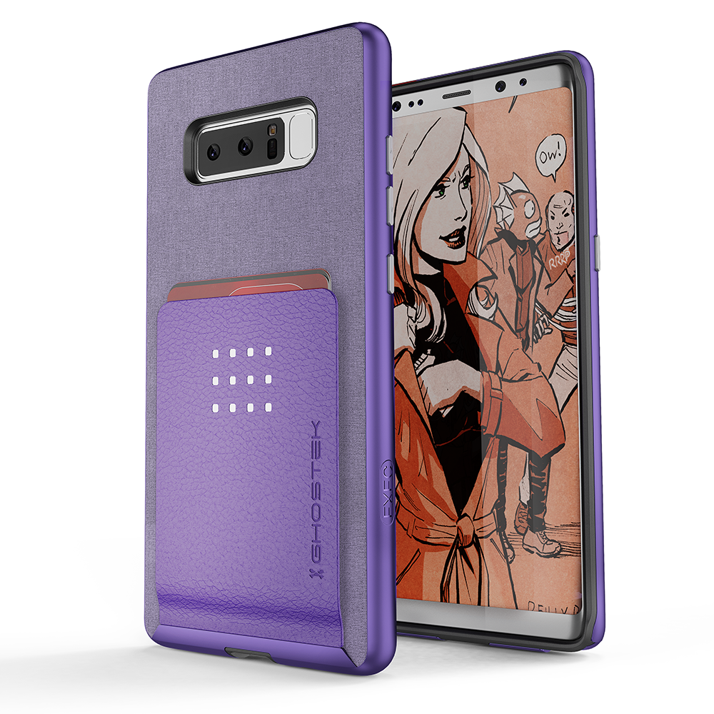 Galaxy Note 8 Case, Ghostek Exec 2 Slim Hybrid Impact Wallet Case for Samsung Galaxy Note 8 Armor | Purple