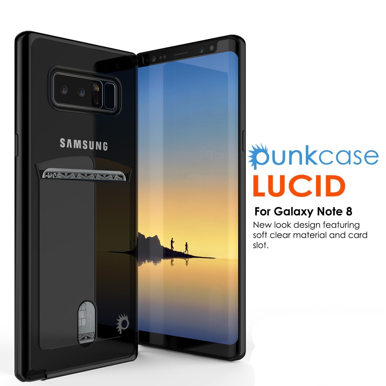Galaxy Note 8 Case, PUNKCASE® LUCID Black Series | Card Slot | SHIELD Screen Protector | Ultra fit