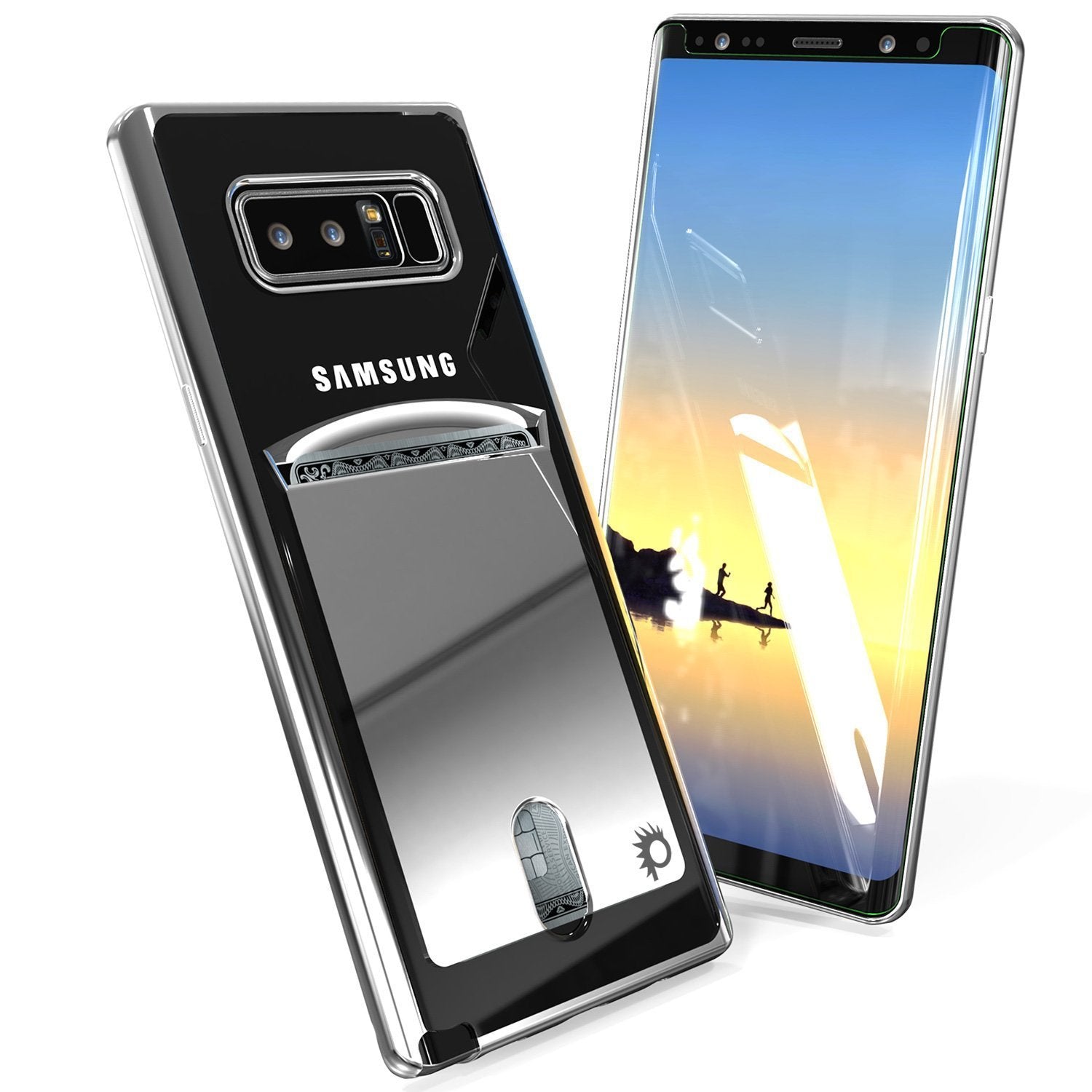 Galaxy Note 8 Case, PUNKCASE® LUCID Silver Series | Card Slot | SHIELD Screen Protector | Ultra fit