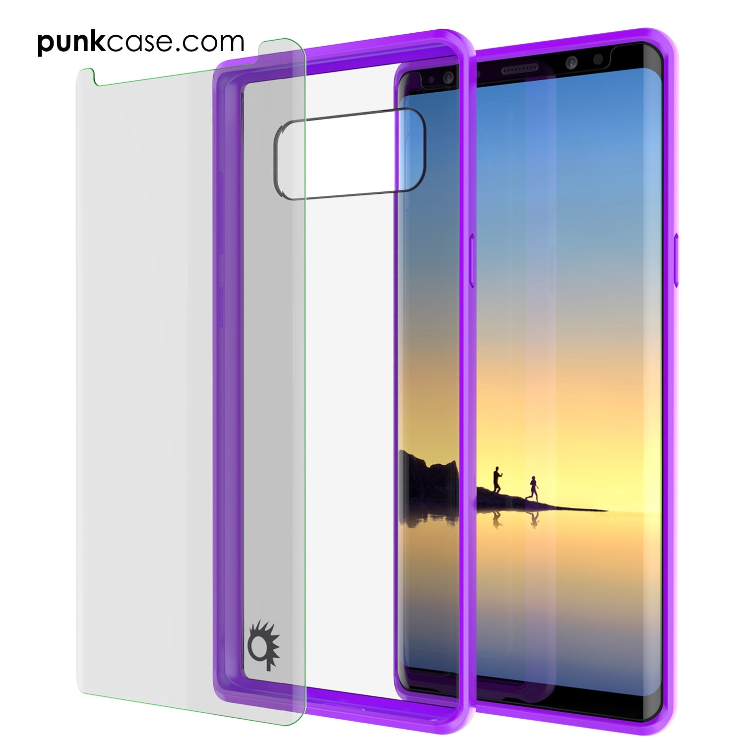 Galaxy Note 8 Screen Protector W/ Anti-Shock Proof Slim Case [Purple]