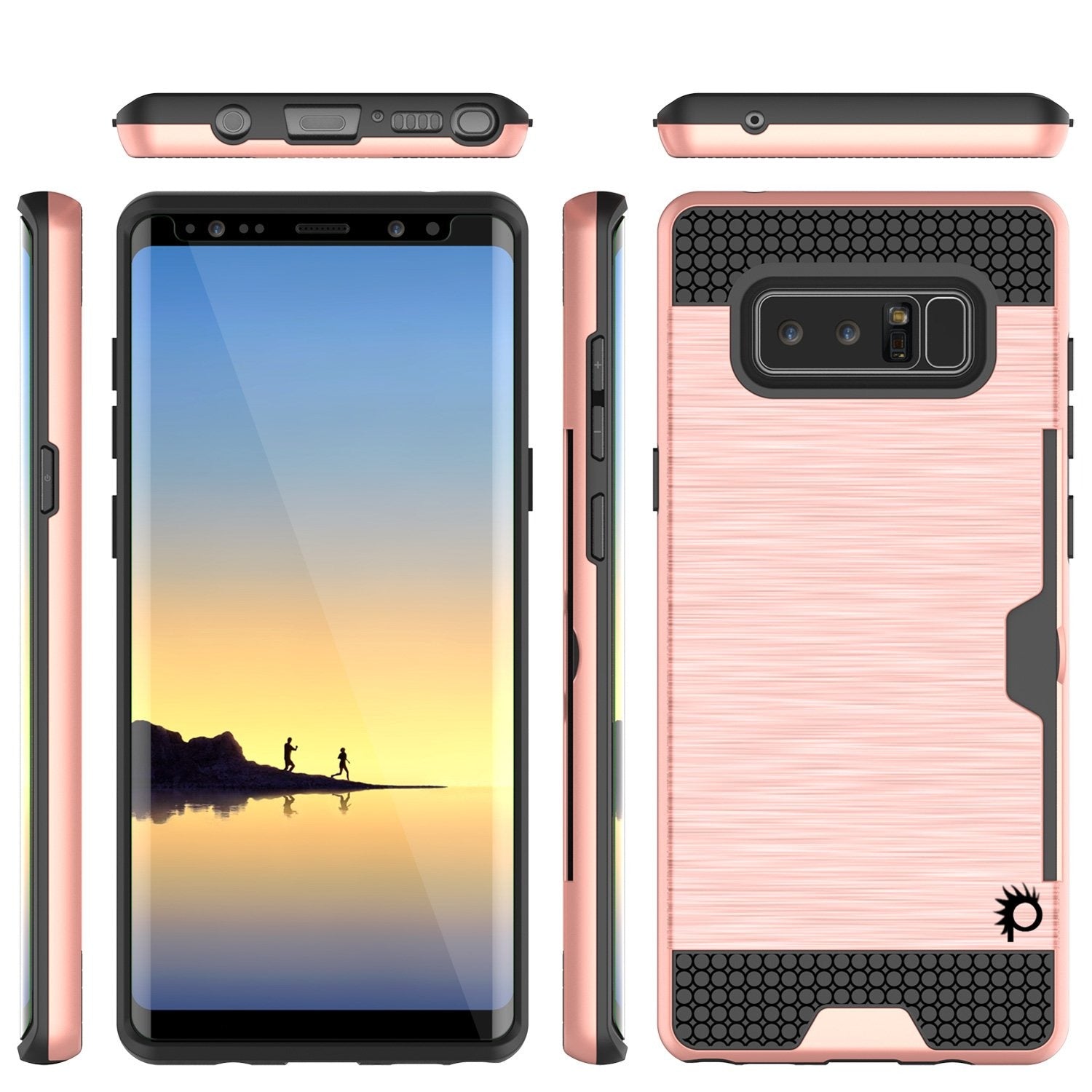 Galaxy Note 8 Dual-Layer Ultra Screen Protector Case W/ Card Slot [Rose]