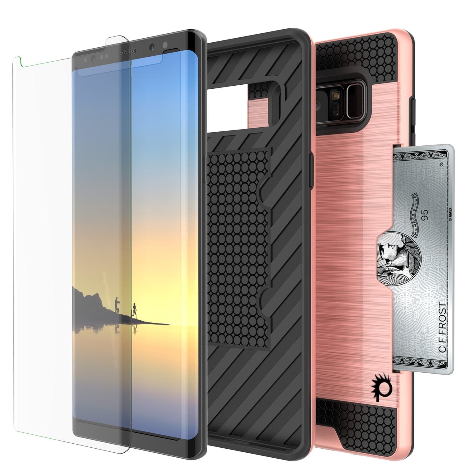 Galaxy Note 8 Dual-Layer Ultra Screen Protector Case W/ Card Slot [Rose]