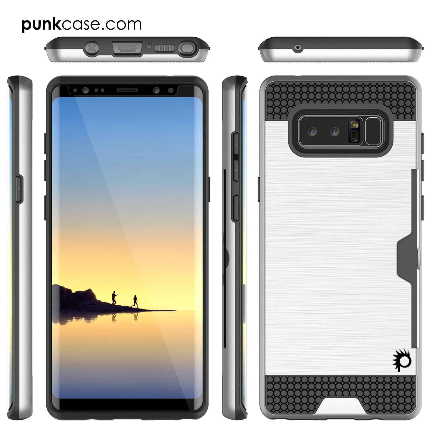 Galaxy Note 8 Dual-Layer Ultra Screen Protector Case W/ Card Slot [Silver]