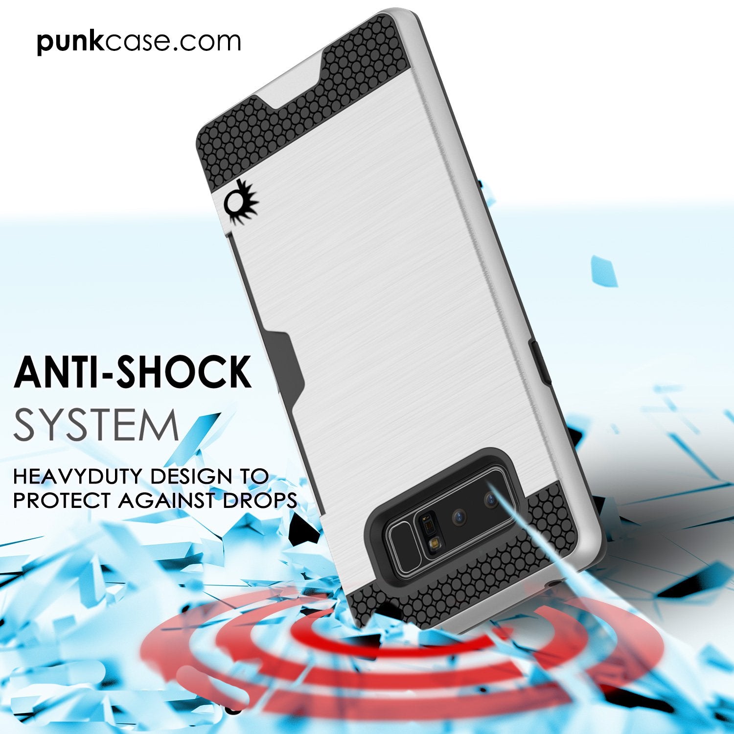 Galaxy Note 8 Dual-Layer Ultra Screen Protector Case W/ Card Slot [Silver]