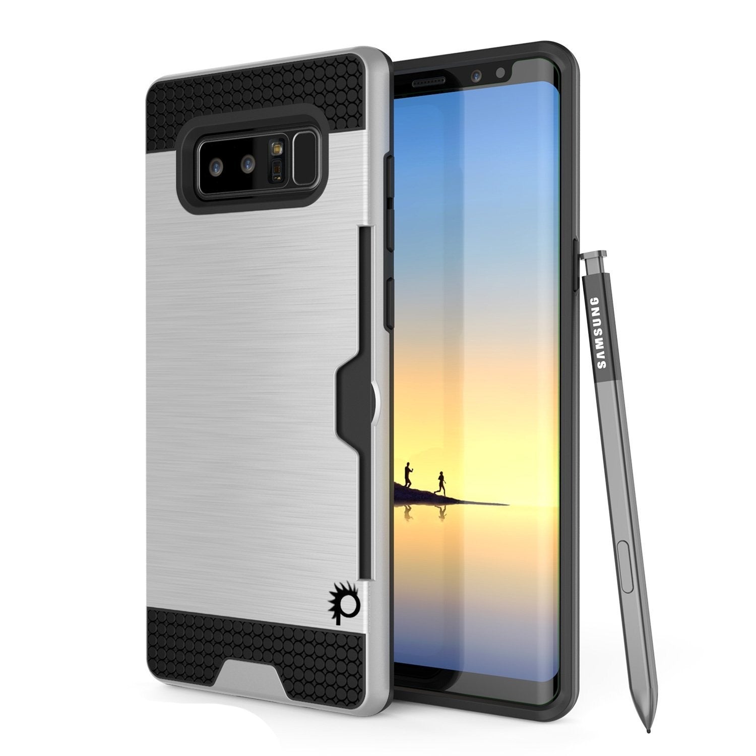 Galaxy Note 8 Dual-Layer Ultra Screen Protector Case W/ Card Slot [Silver]