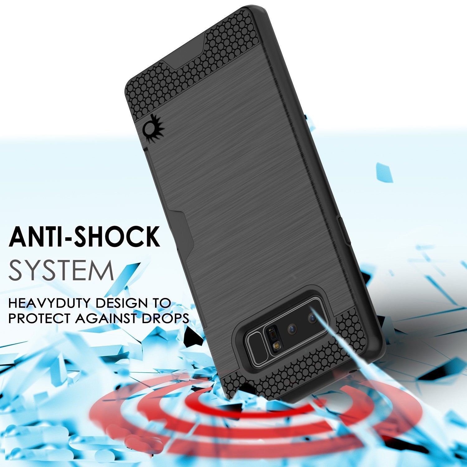 Galaxy Note 8 Dual-Layer Ultra Screen Protector Case W/ Card Slot [Black]