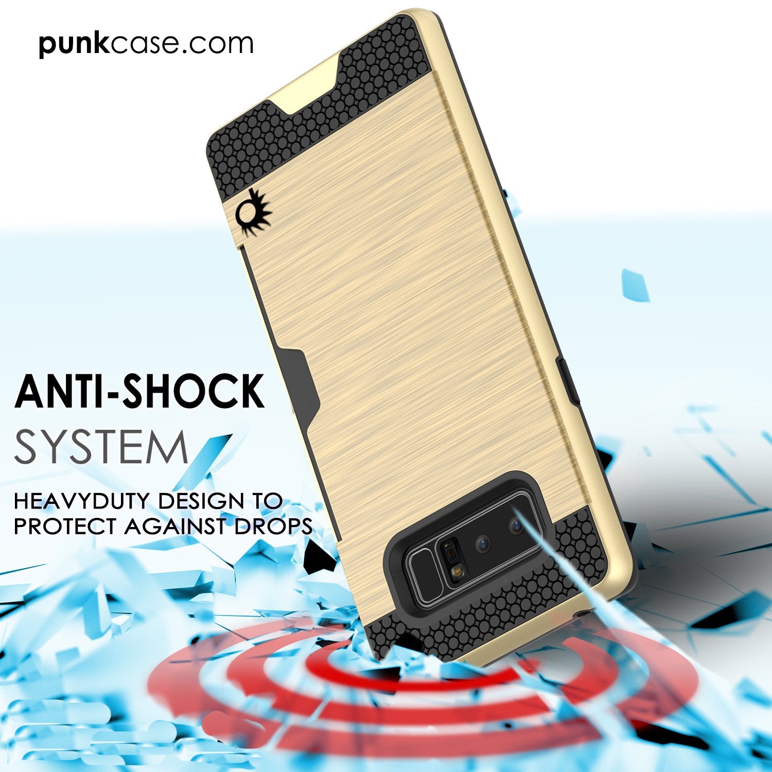 Galaxy Note 8 Dual-Layer Ultra Screen Protector Case W/ Card Slot [Gold]