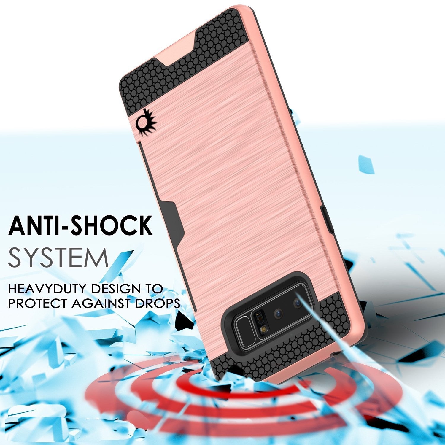 Galaxy Note 8 Dual-Layer Ultra Screen Protector Case W/ Card Slot [Rose]