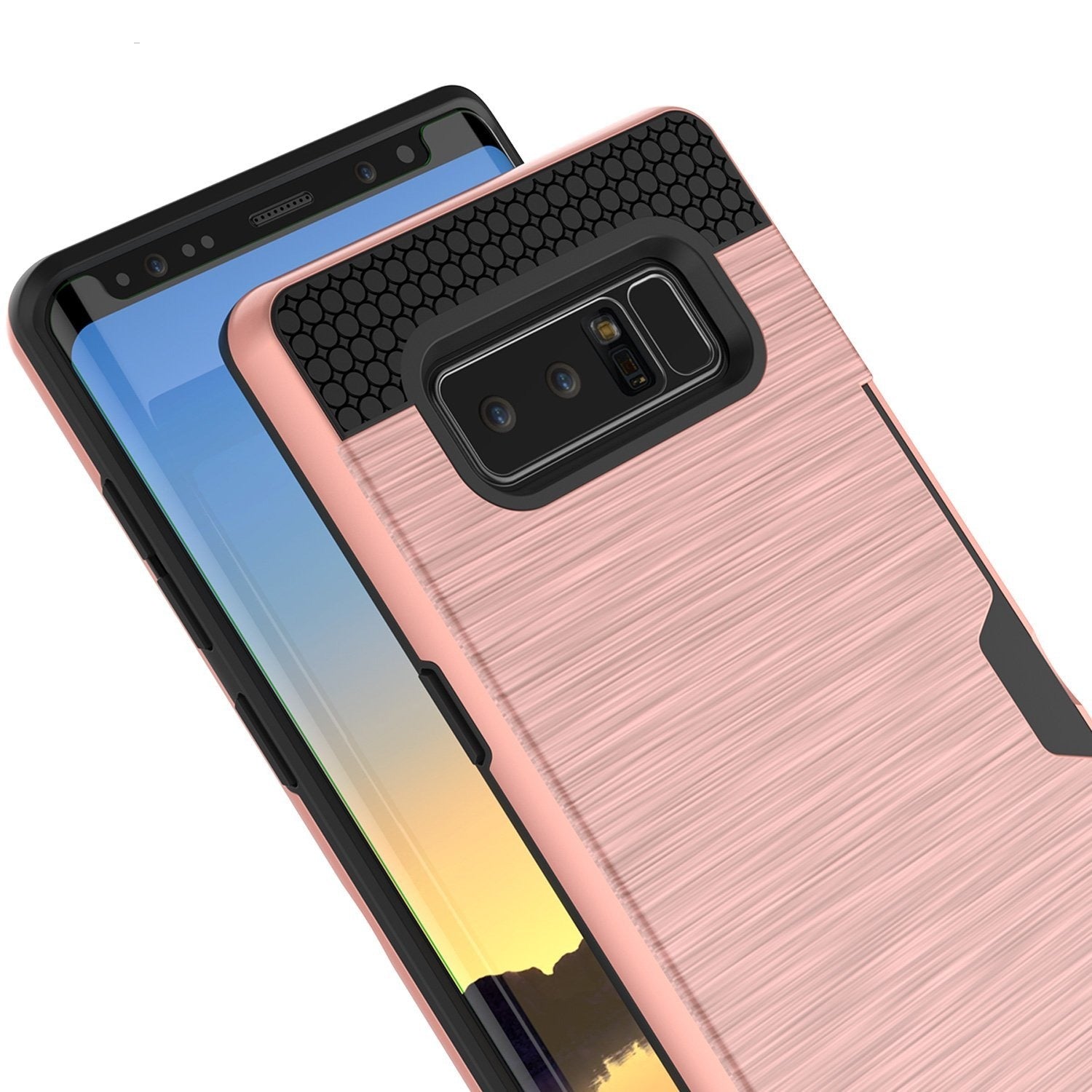 Galaxy Note 8 Dual-Layer Ultra Screen Protector Case W/ Card Slot [Rose]