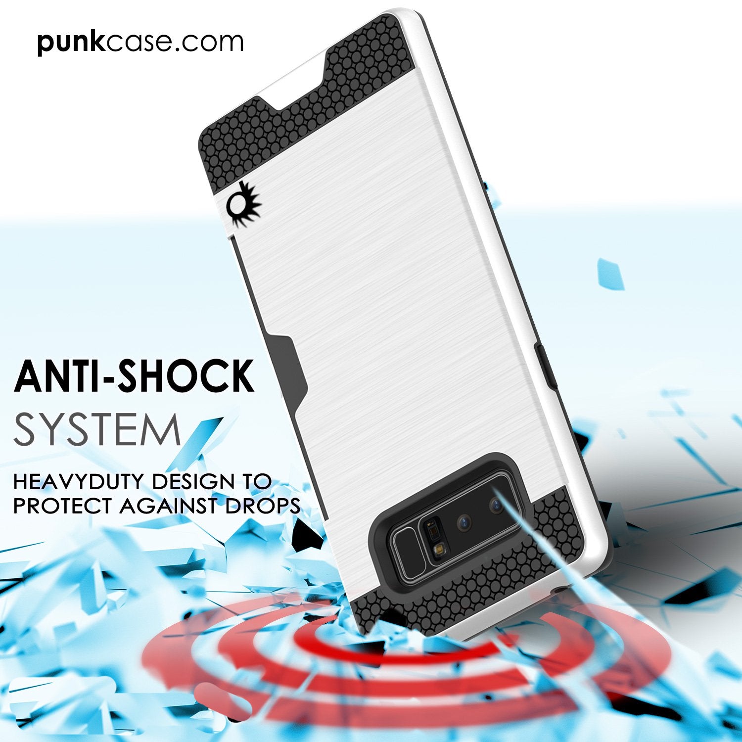 Galaxy Note 8 Dual-Layer Ultra Screen Protector Case W/ Card Slot [WHITE]