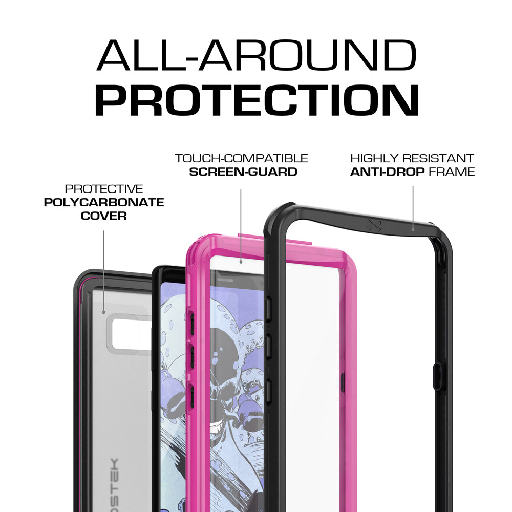 Galaxy Note 8, Ghostek Nautical Series Waterproof Case for Samsung Galaxy Note 8 Heavy Duty | Pink