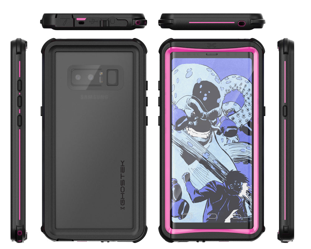 Galaxy Note 8, Ghostek Nautical Series Waterproof Case for Samsung Galaxy Note 8 Heavy Duty | Pink