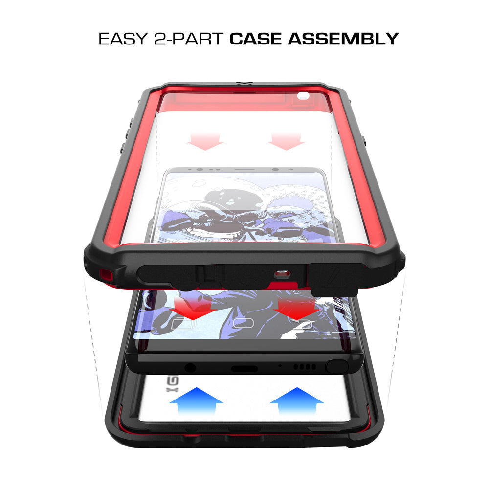 Galaxy Note 8, Ghostek Nautical Galaxy Note 8 Case Military Grade Armor Waterproof Cover | Red