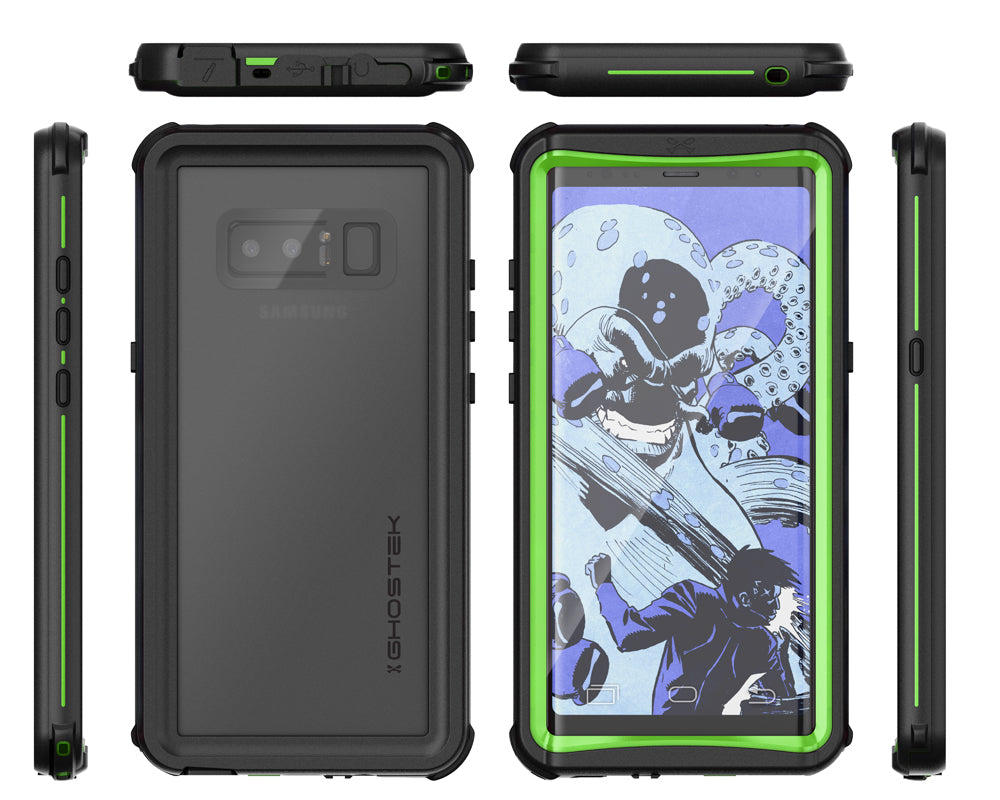 Galaxy Note 8, Ghostek Nautical Series Waterproof Case for Samsung Galaxy Note 8 Heavy Duty | Green