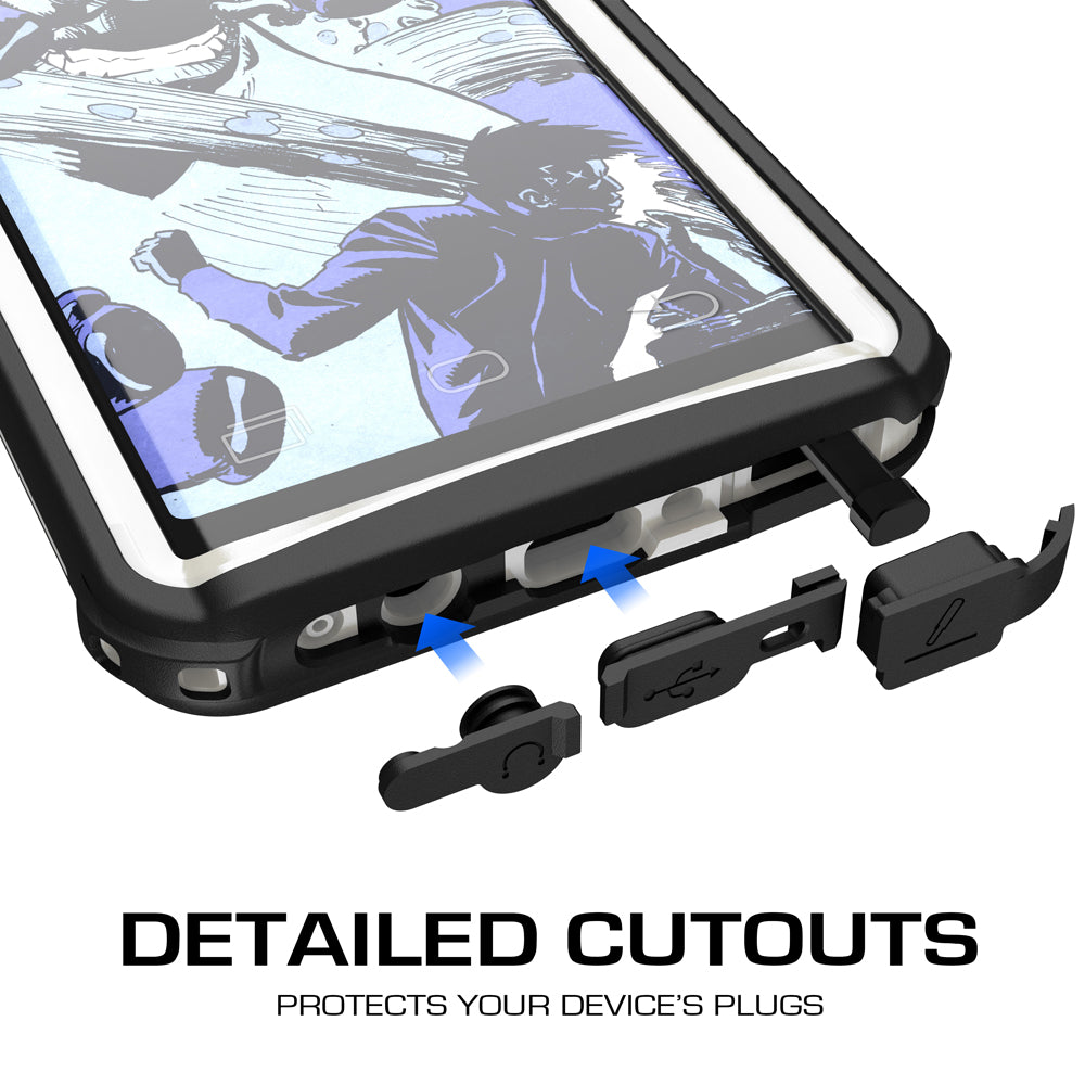 Galaxy Note 8 Case, Ghostek Nautical Slim Shockproof Waterproof Armor Cover | White