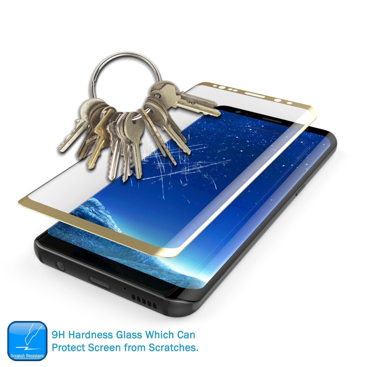 Galaxy S8  Gold Punkcase Glass SHIELD Tempered Glass Screen Protector 0.33mm Thick 9H Glass