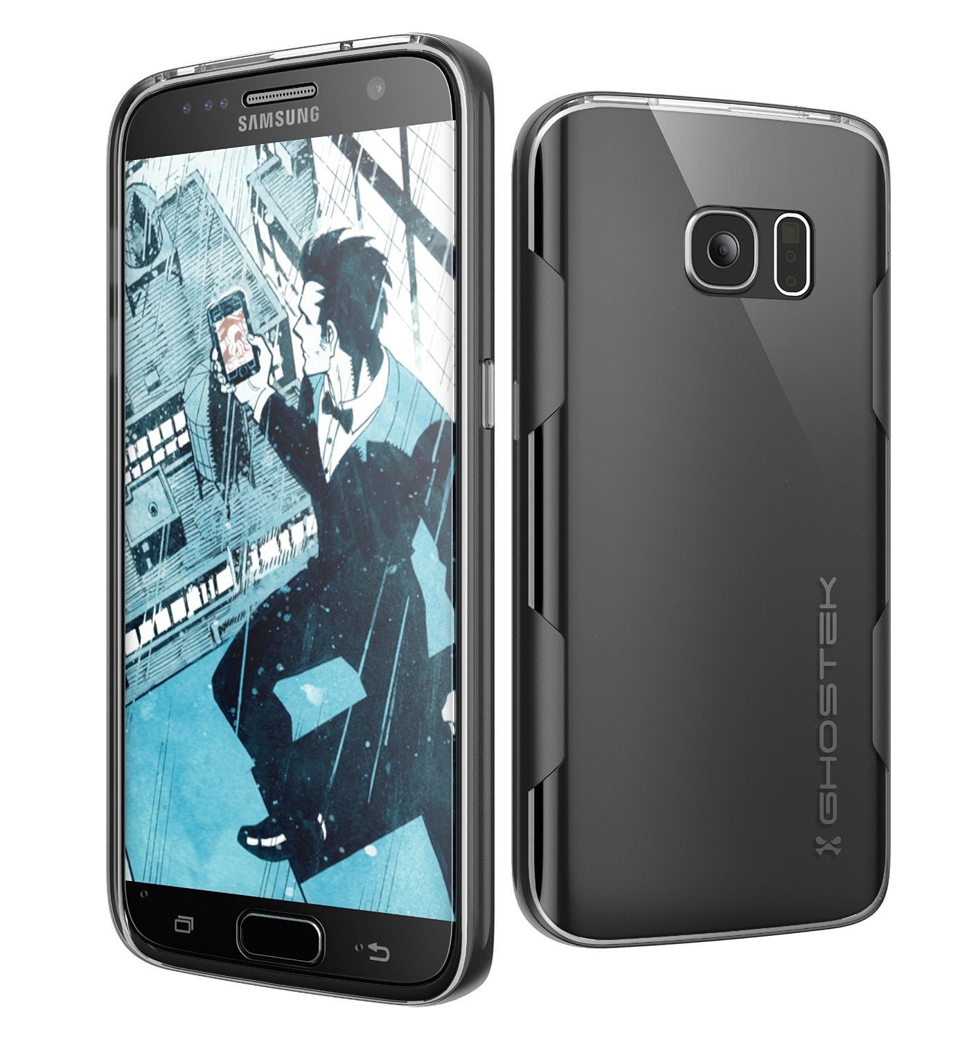Galaxy S7 Case, Ghostek Cloak Series Black Slim Premium Protective Hybrid Impact Glass Armor
