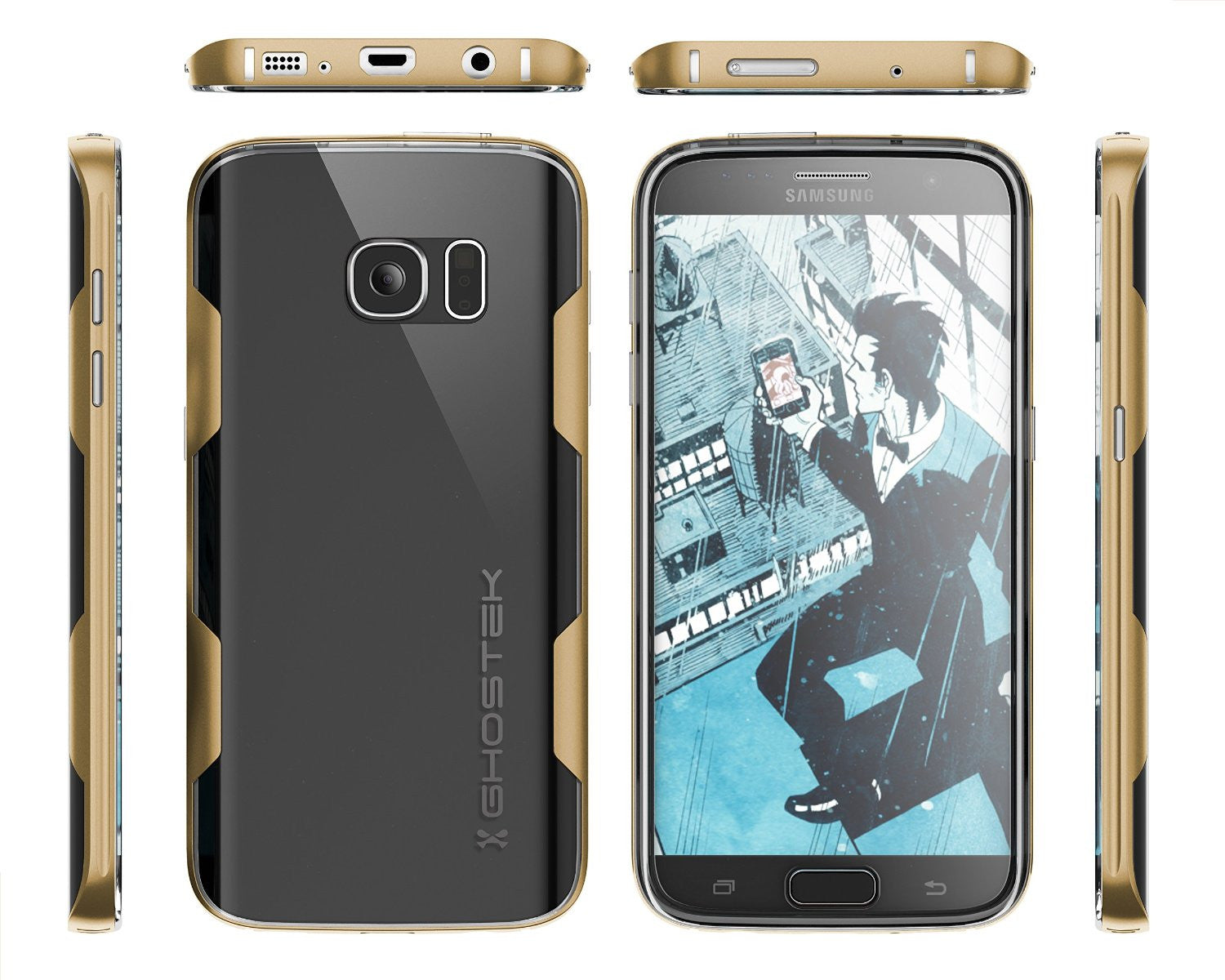 Galaxy S7 Case, Ghostek Cloak Series Gold  Slim Premium Protective Hybrid Impact Glass Armor