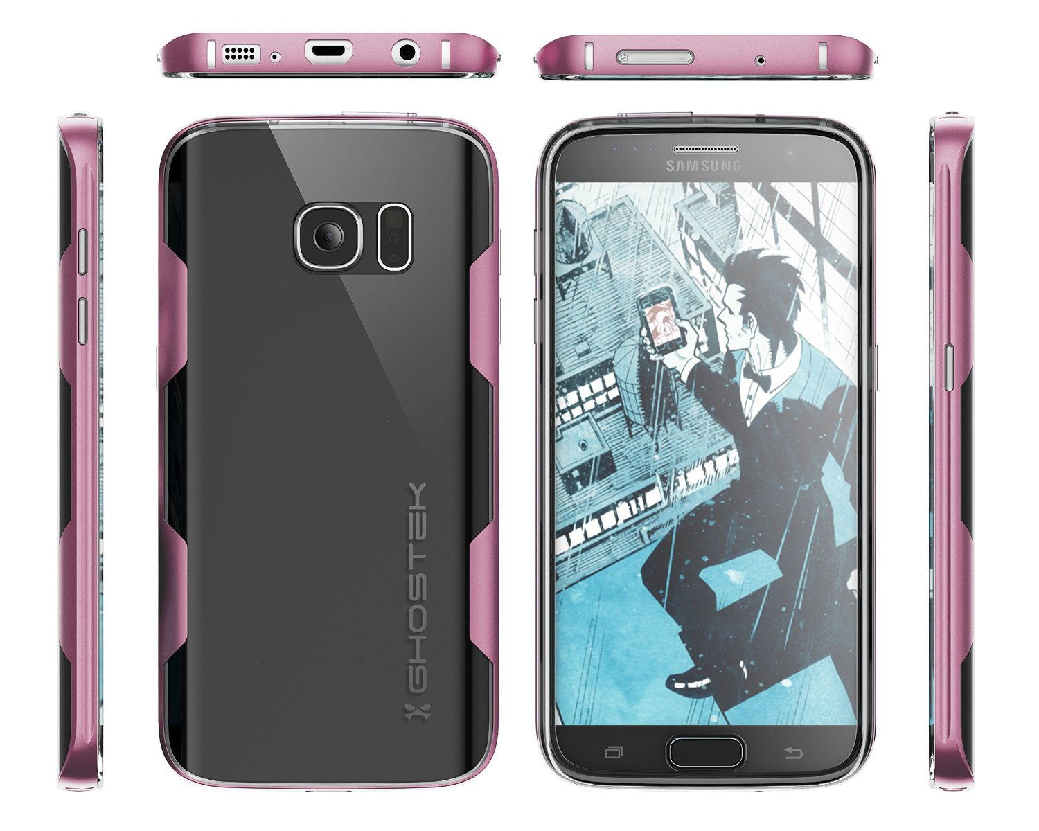 Galaxy S7 Case, Ghostek Cloak Series Pink  Slim Premium Protective Hybrid Impact Glass Armor