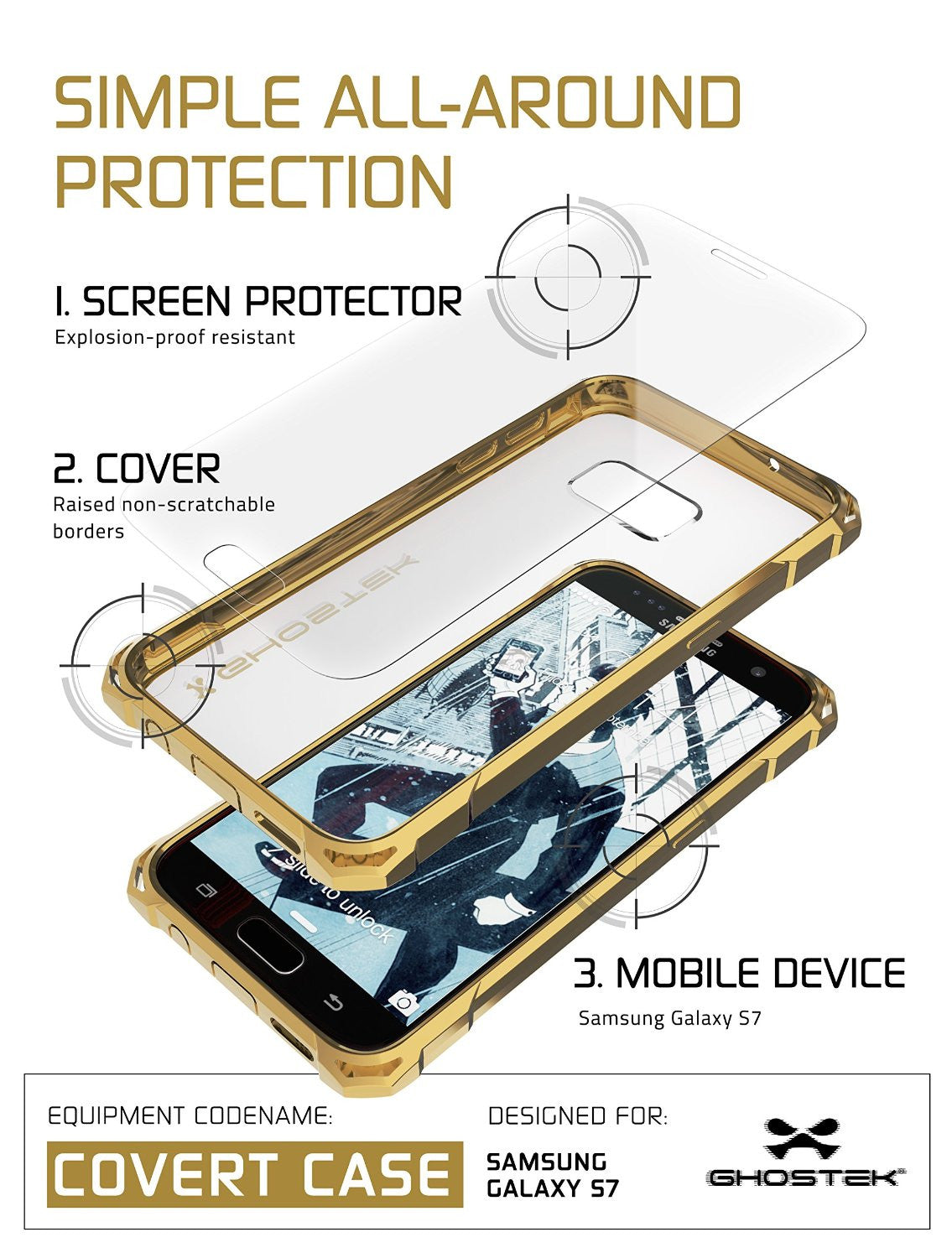 Galaxy S7 Case, Ghostek® Covert Gold Series Premium Impact Cover | Lifetime Warranty Exchange