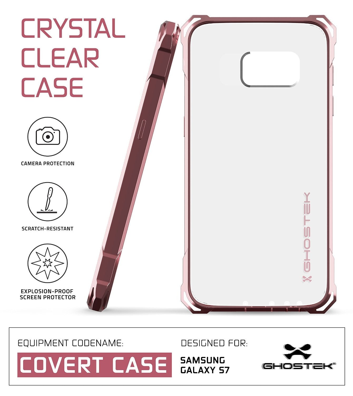 Galaxy S7 Case, Ghostek® Covert Pink Series Premium Impact Cover | Lifetime Warranty Exchange