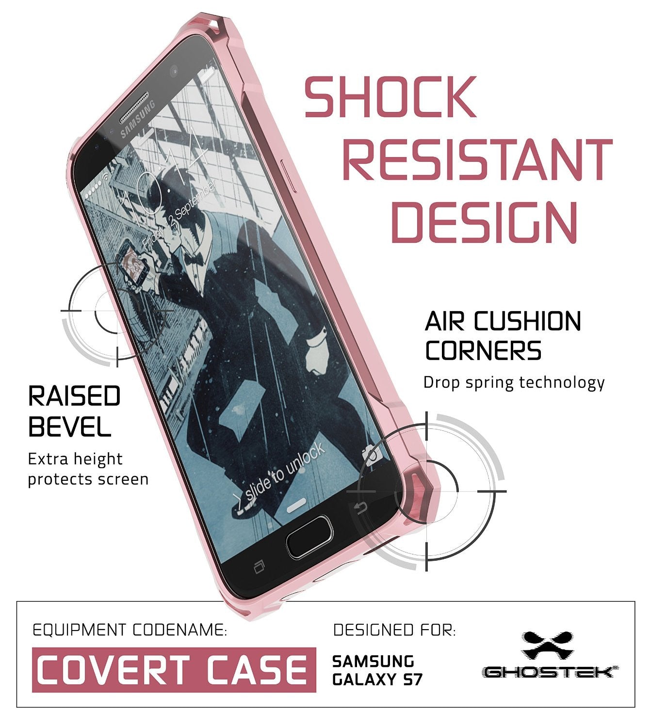Galaxy S7 Case, Ghostek® Covert Pink Series Premium Impact Cover | Lifetime Warranty Exchange
