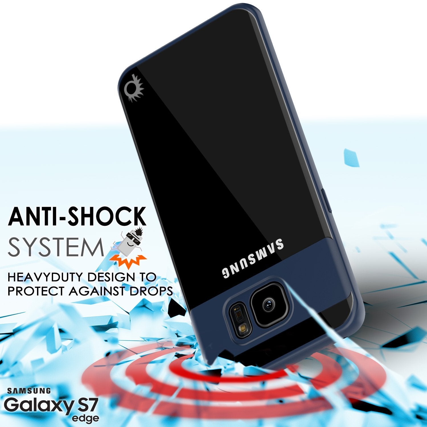 Galaxy S7 Edge Case [MASK Series] [NAVY] Full Body Hybrid Dual Layer TPU Cover W/ Protective PUNKSHIELD Screen Protector