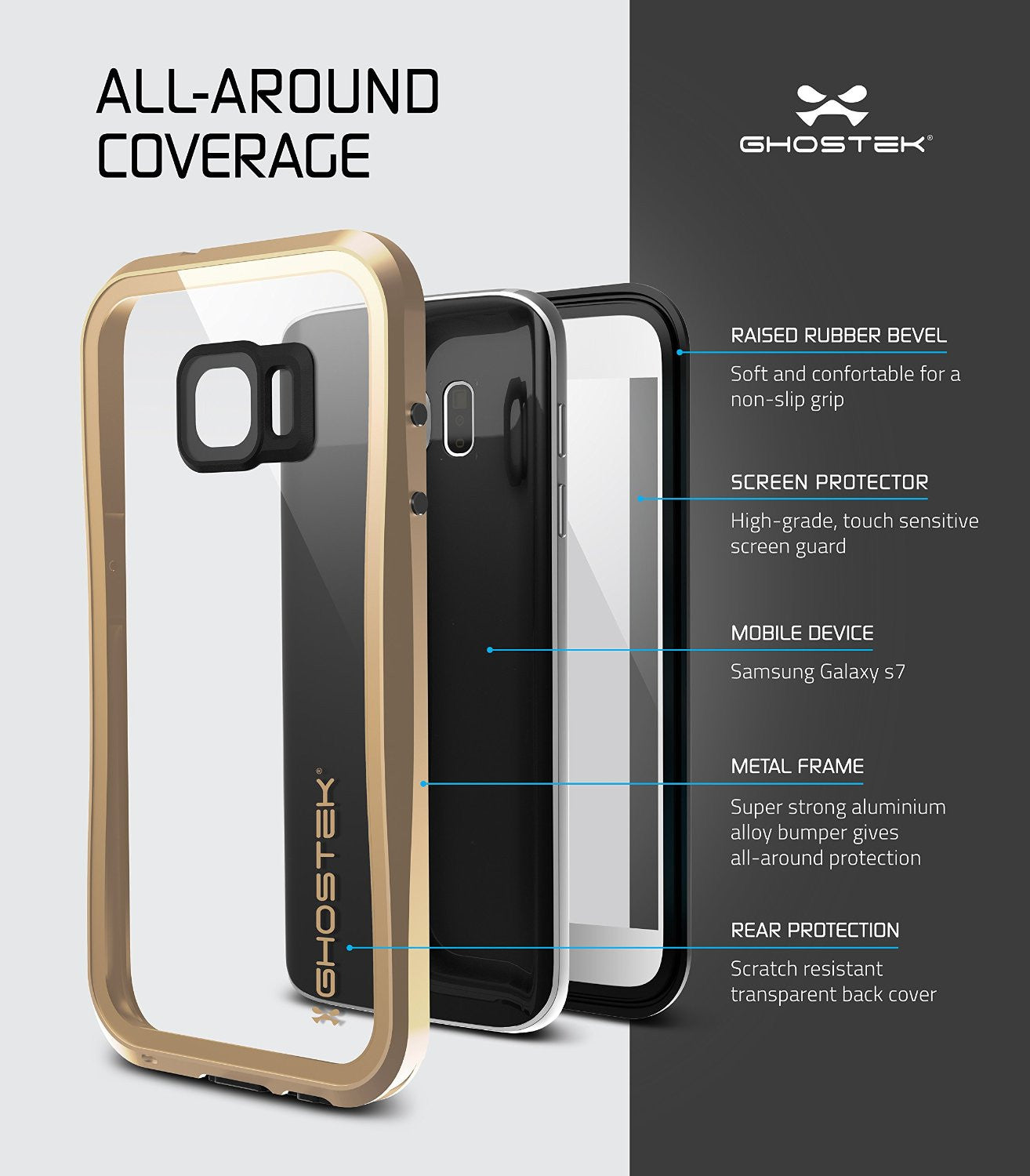 Galaxy S7 Waterproof Case, Ghostek Atomic 2.0 Gold  Water/Shock/Dirt/Snow Proof | Lifetime Warranty