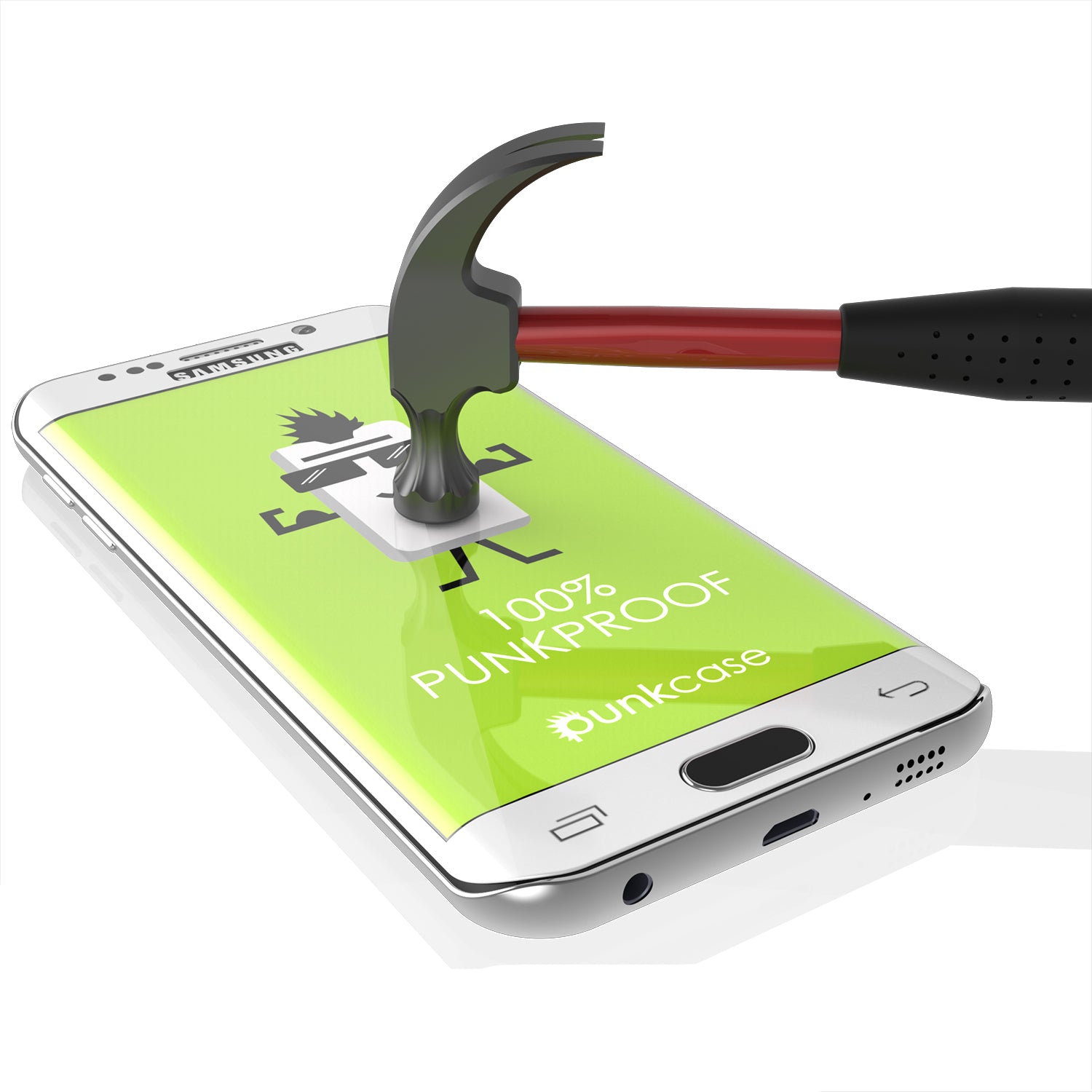 Galaxy S7 Edge White Punkcase Glass SHIELD Tempered Glass Screen Protector 0.33mm Thick 9H Glass