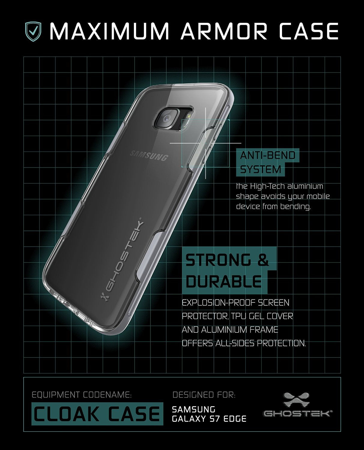 S7 Edge Case Ghostek® Cloak Silver Series Slim | Aluminum Frame Lifetime Warranty Exchange
