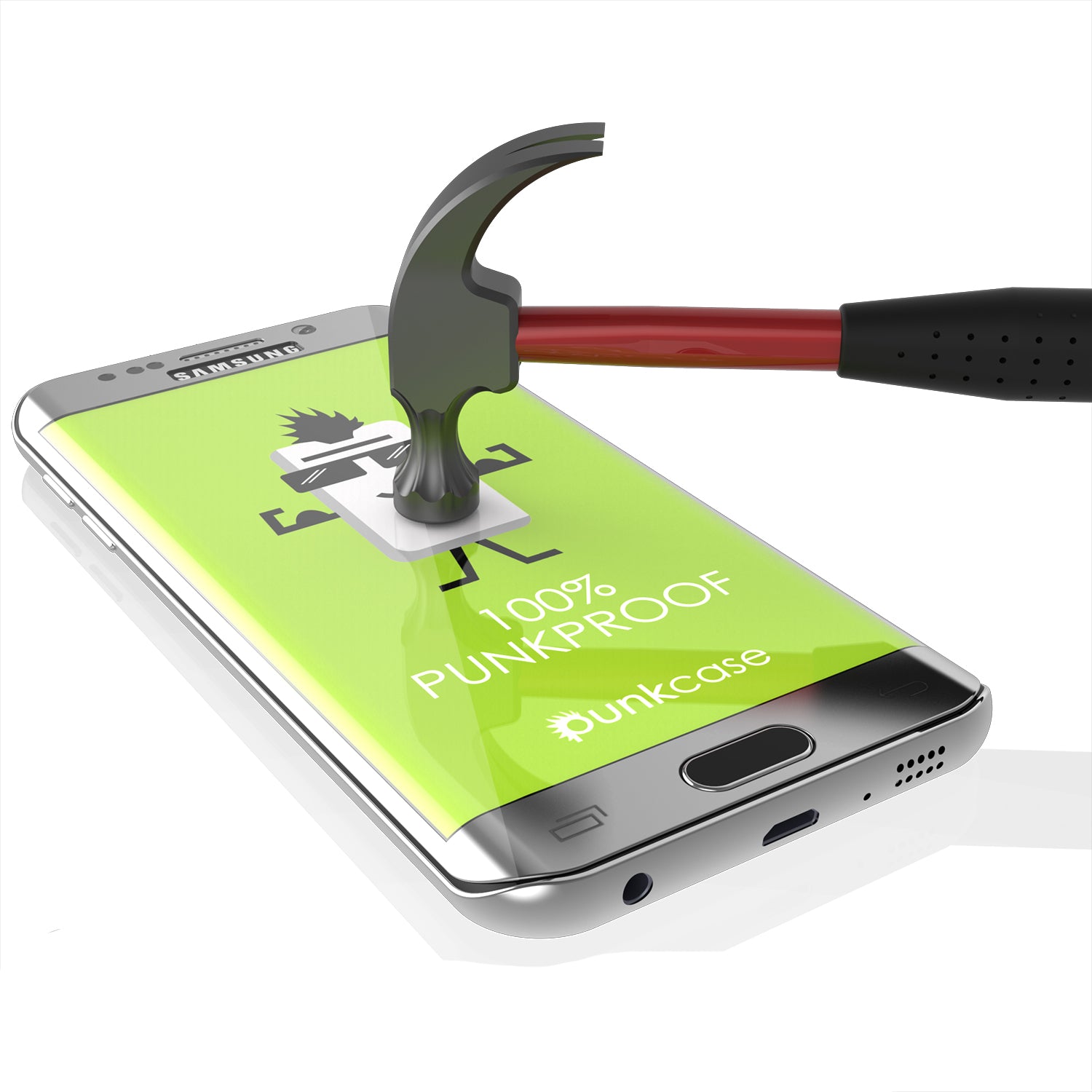 Galaxy S7 Silver Screen Protector, Punkcase Glass SHIELD Tempered Glass Protector 0.33mm Thick 9H