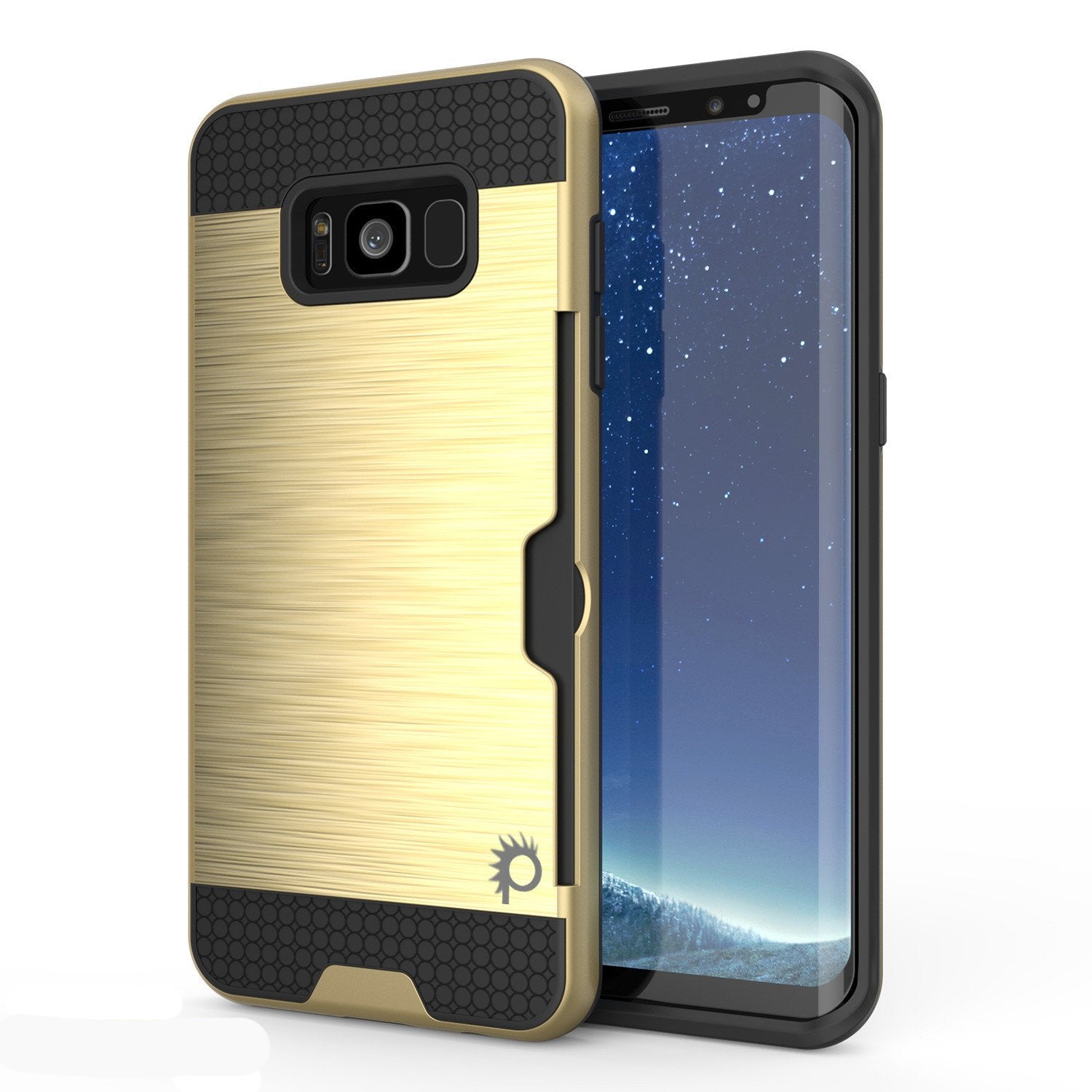 Galaxy S8 Plus Case, PUNKcase [SLOT Series] [Slim Fit] Dual-Layer Armor Cover w/Integrated Anti-Shock System [Gold]