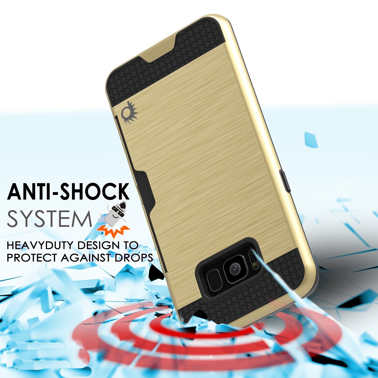 Galaxy S8 Plus Case, PUNKcase [SLOT Series] [Slim Fit] Dual-Layer Armor Cover w/Integrated Anti-Shock System [Gold]