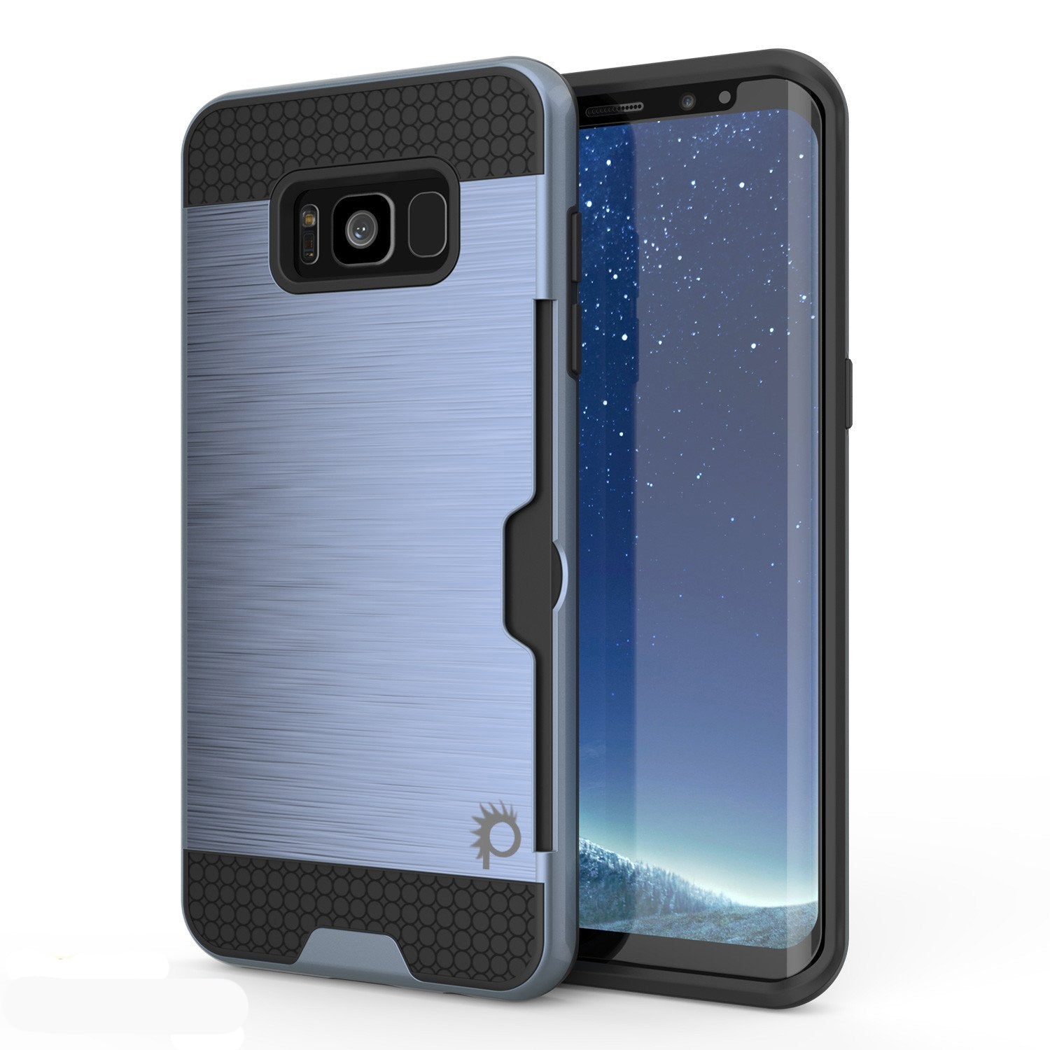 Galaxy S8 Case, PUNKcase [SLOT Series] [Slim Fit] Dual-Layer Armor Cover w/Integrated Anti-Shock System, Credit Card Slot [Navy]