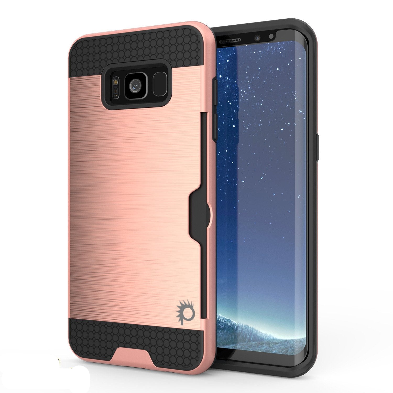 Galaxy S8 Plus Case PUNKcase SLOT Series Slim Fit Dual Layer Armor Cover w Integrated Anti Shock System Credit Card Slot Rose Gold