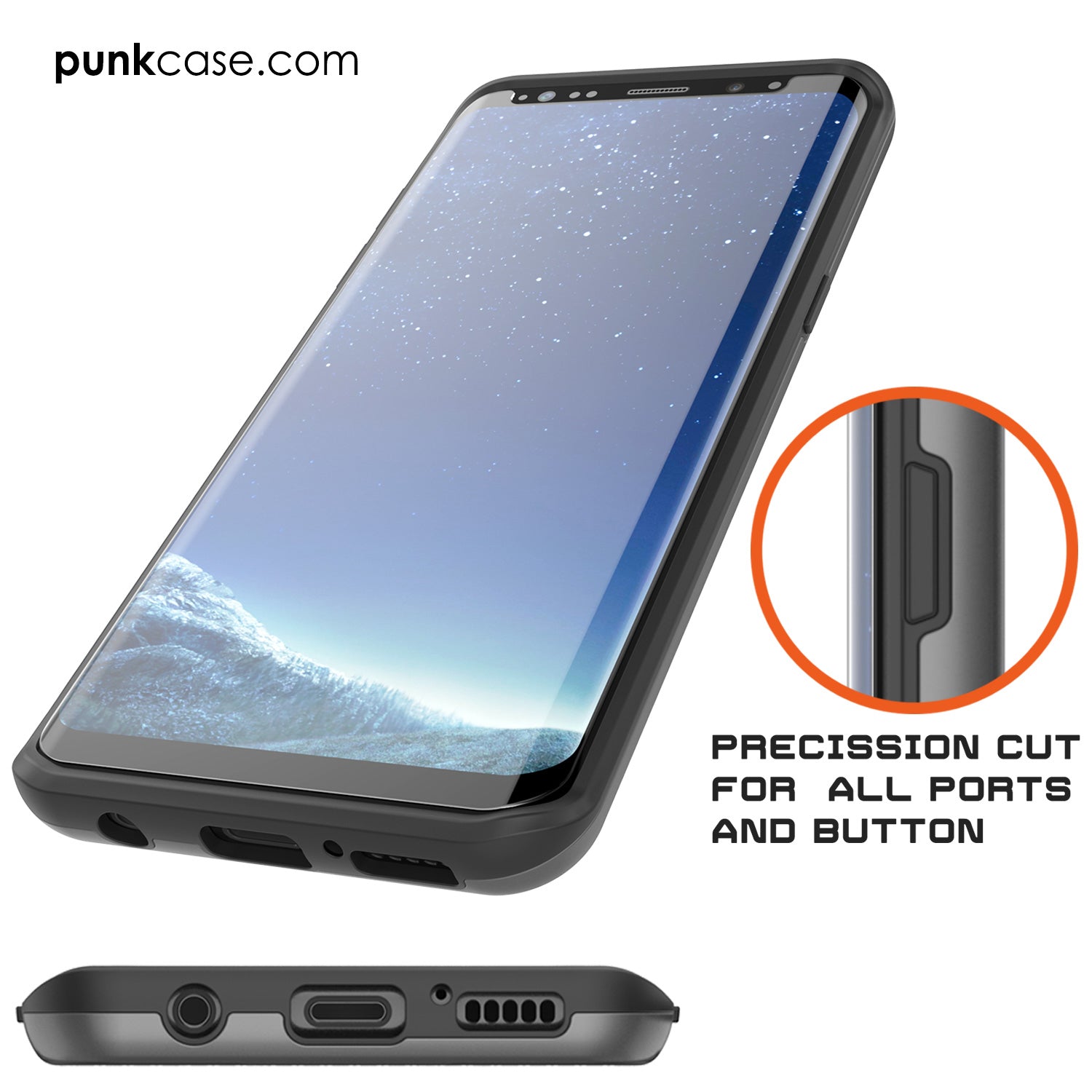 Galaxy S8 Case, PUNKcase [SLOT Series] [Slim Fit] Dual-Layer Armor Cover w/Integrated Anti-Shock System, Credit Card Slot [Grey]