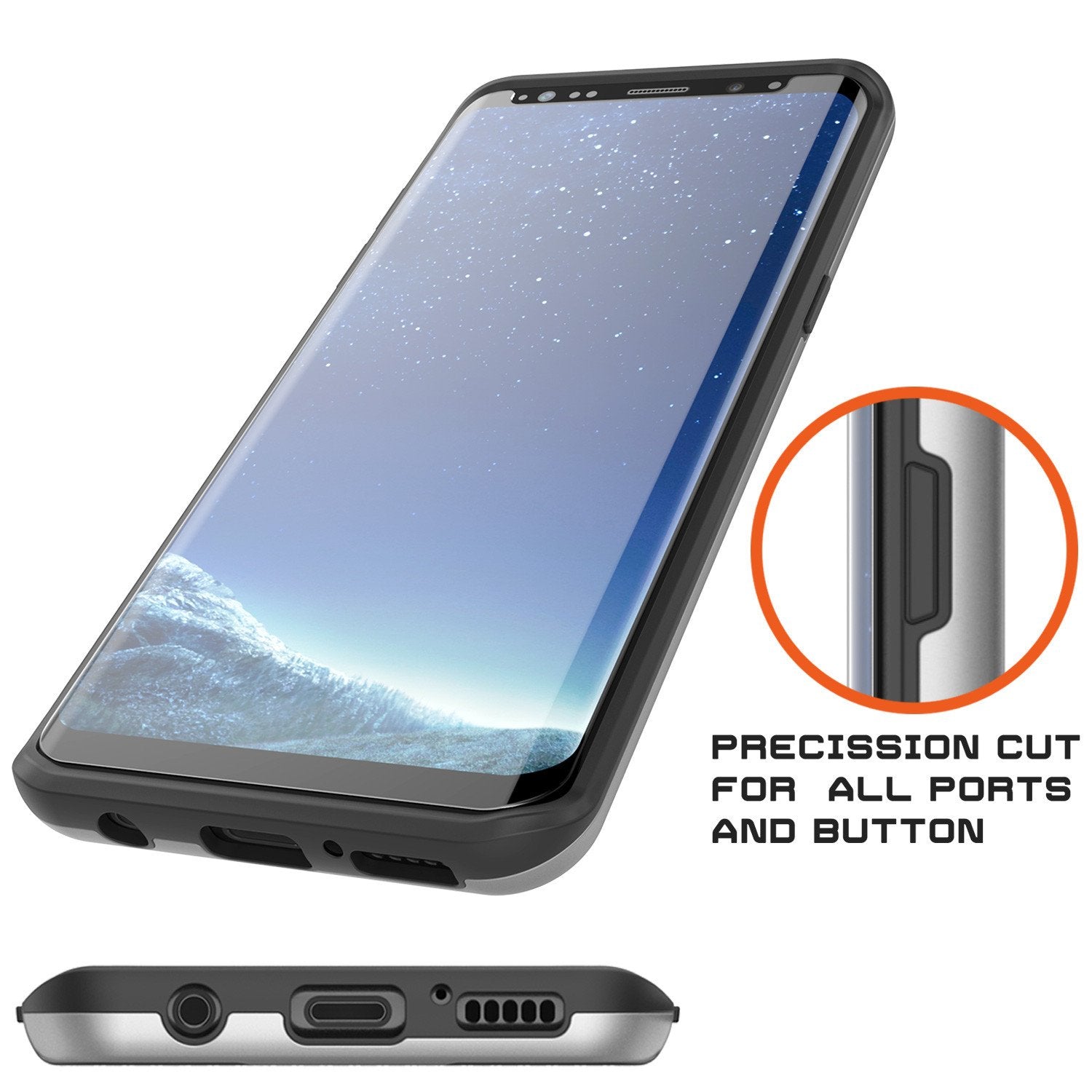 Galaxy S8 Case, PUNKcase [SLOT Series] [Slim Fit] Dual-Layer Armor Cover w/Integrated Anti-Shock System, Credit Card Slot [Silver]